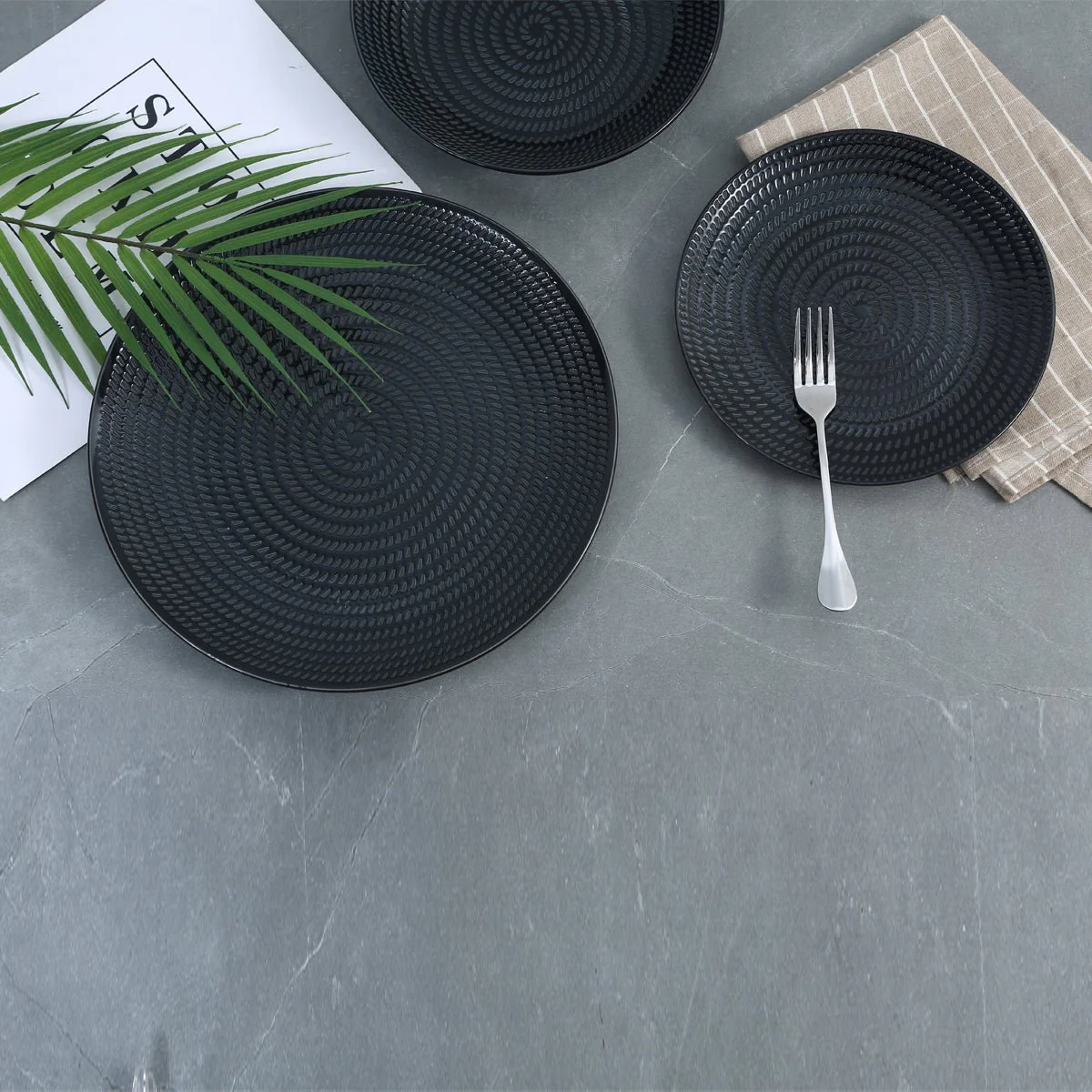 12 Piece Black Dinnerware Set