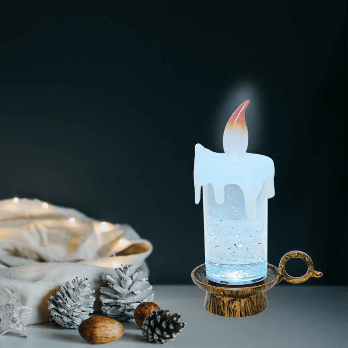 13.3cm LED Color-Changing Acrylic Candle – 3 Assorted (Brown, Red, Silver) - Image 4