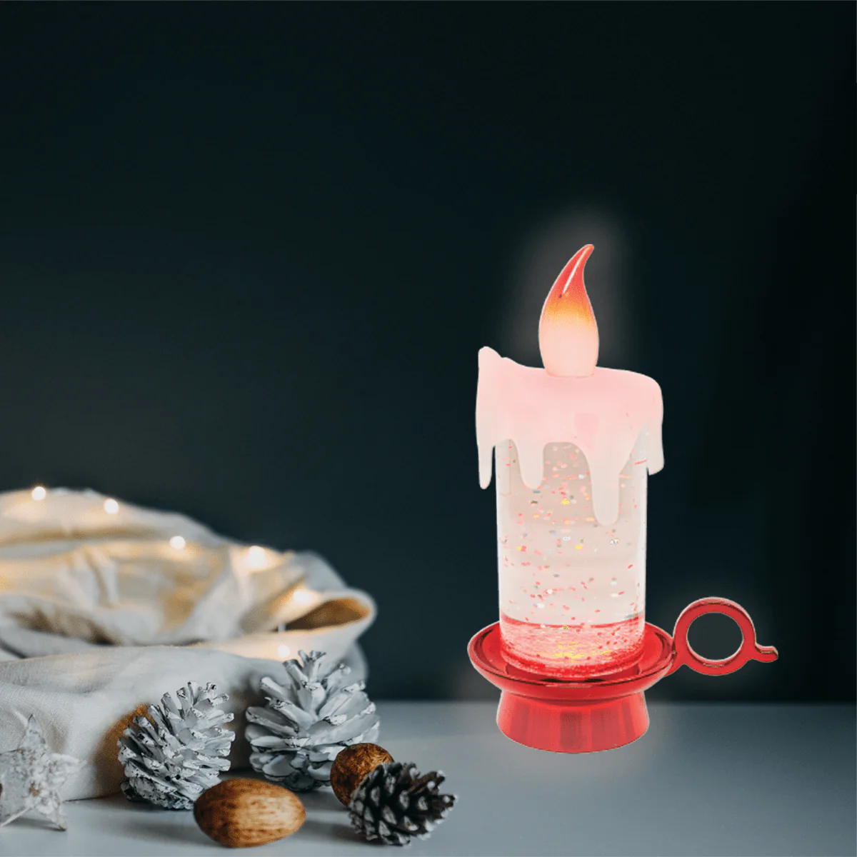 13.3cm LED Color-Changing Acrylic Candle – 3 Assorted (Brown, Red, Silver) - Image 5