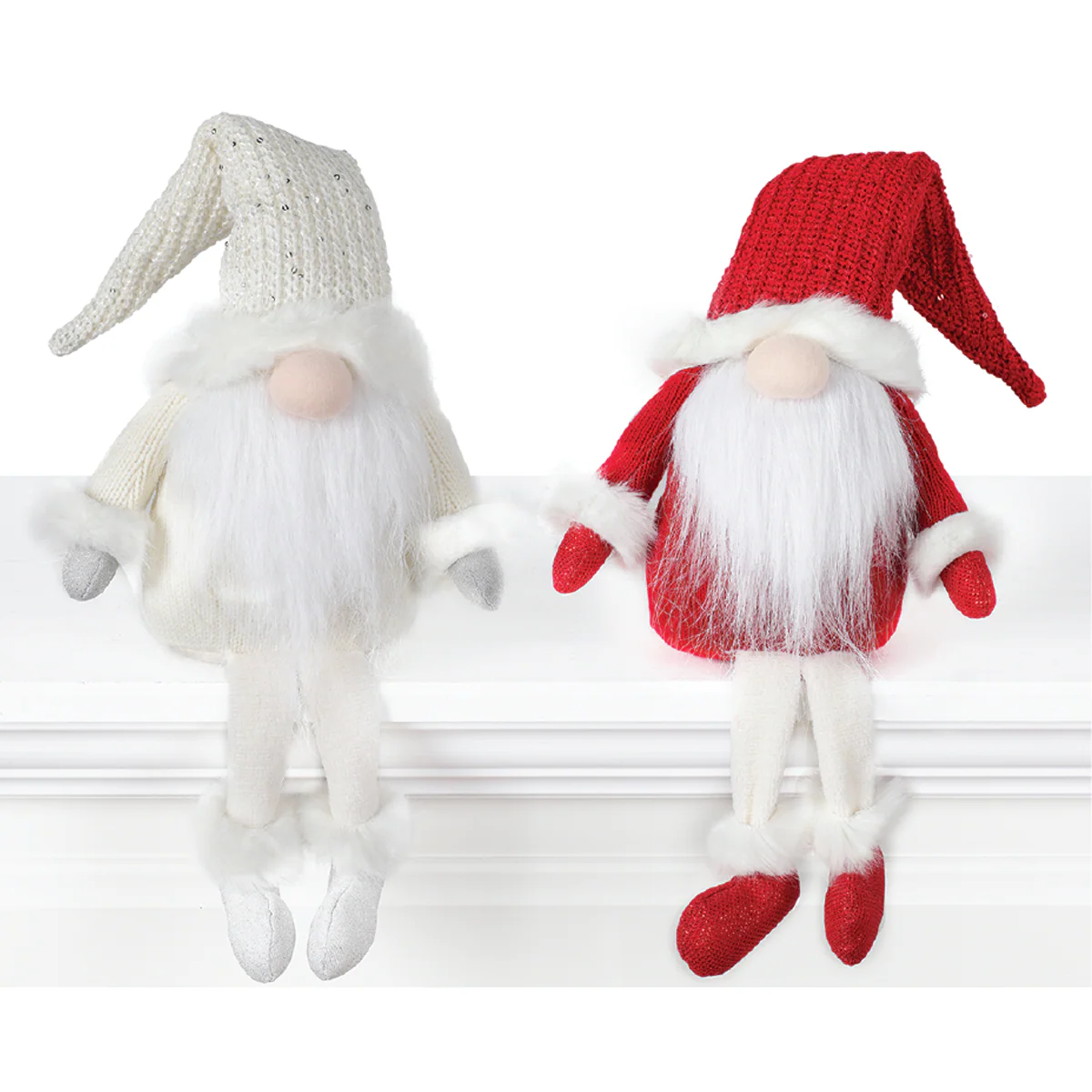 15in Sitting Fabric Gnome Santa