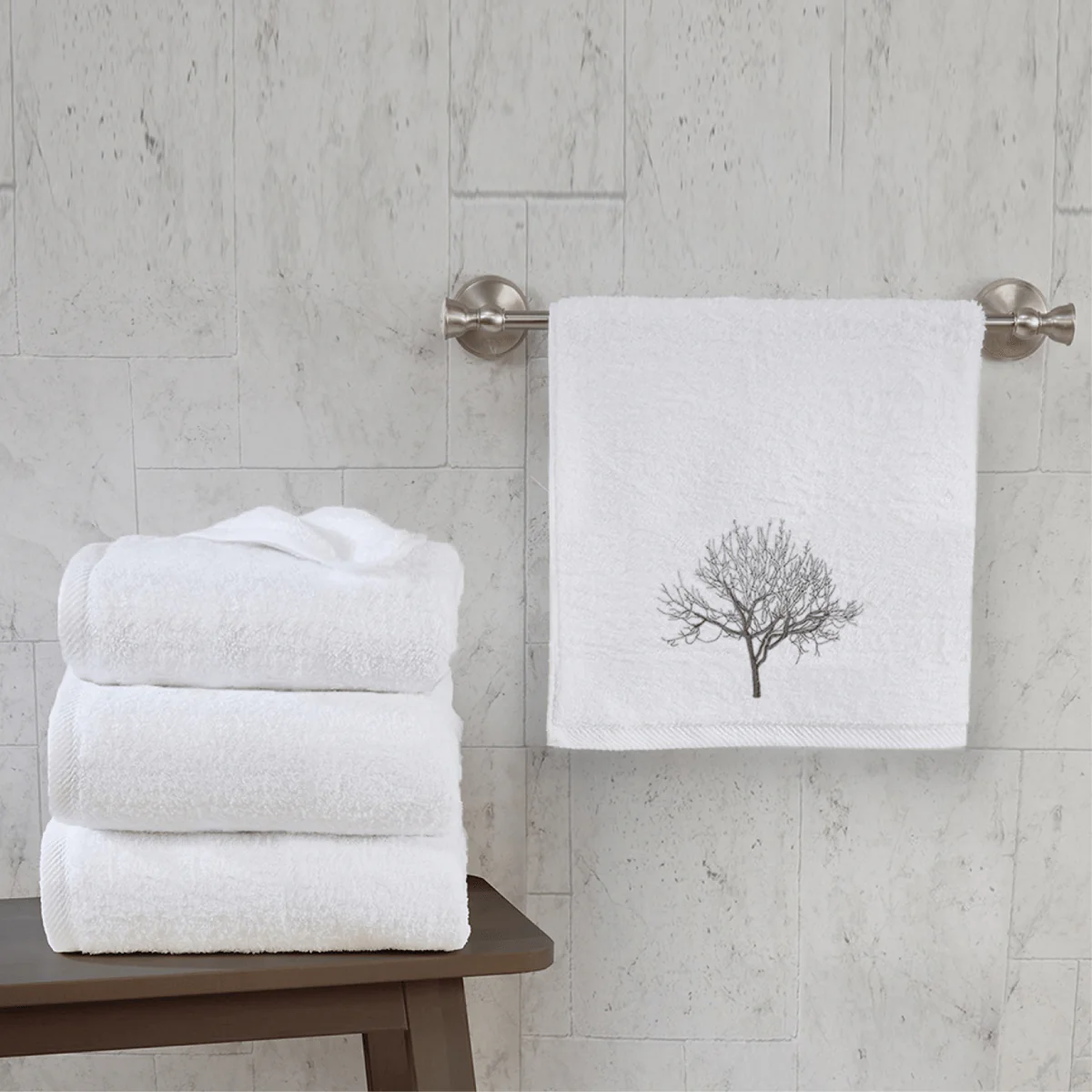 2pc Trees Towel / White