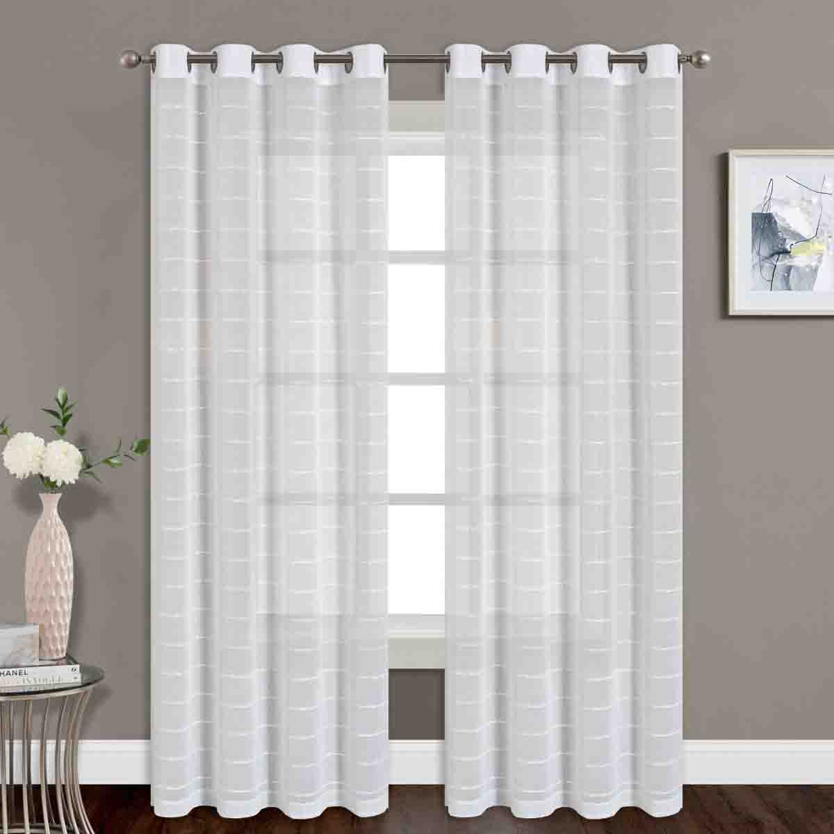 2pk Grommet Panel Layla White Faux Linen Sheer