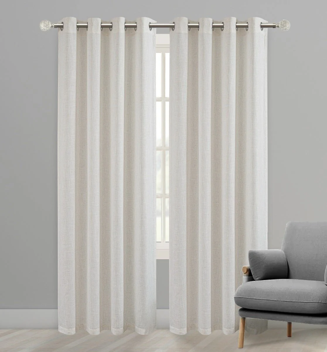 2pk Panels 52x84 Faux Linen Oatmeal