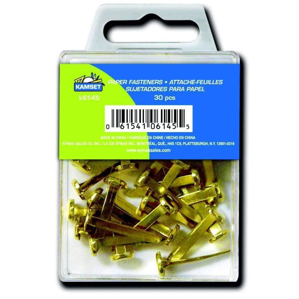 30 Paper Fasteners - Brass