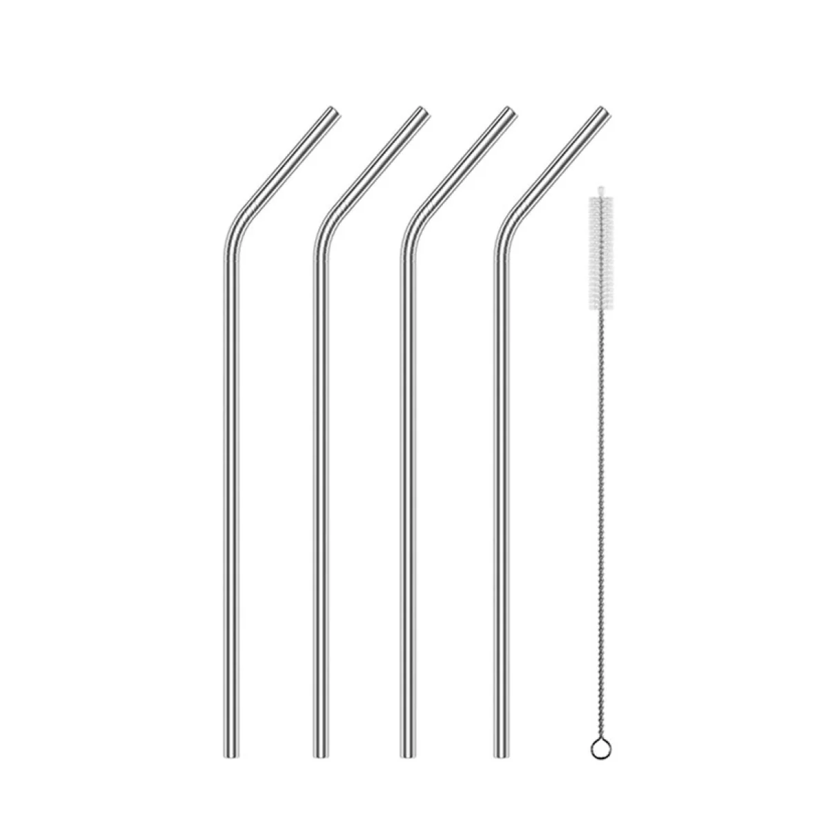 4pcs Curve Straw With On Brush S.s Color 6x215mm - Image 2
