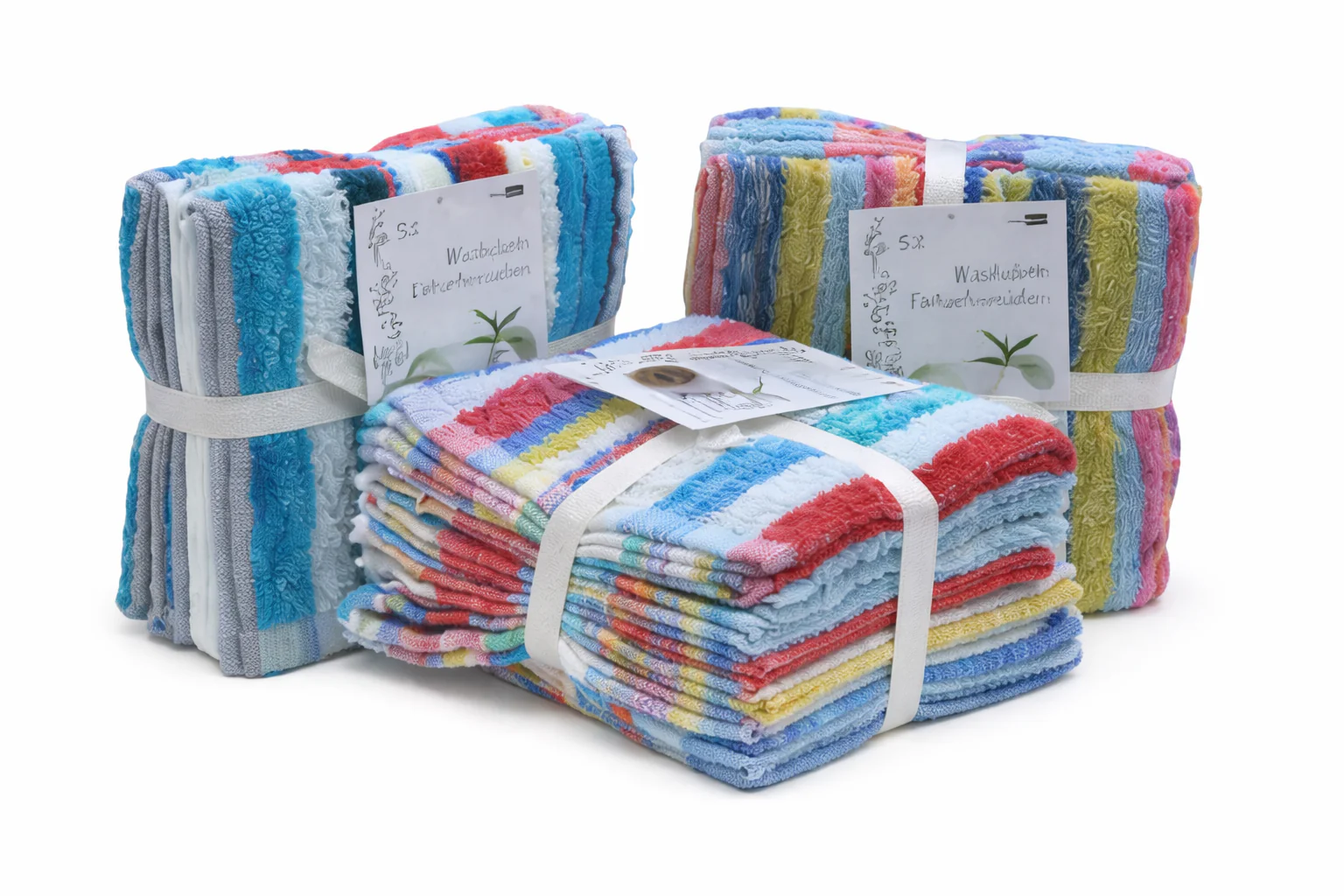 5-Pack Striped Face Cloth Set – Soft Cotton Washcloths