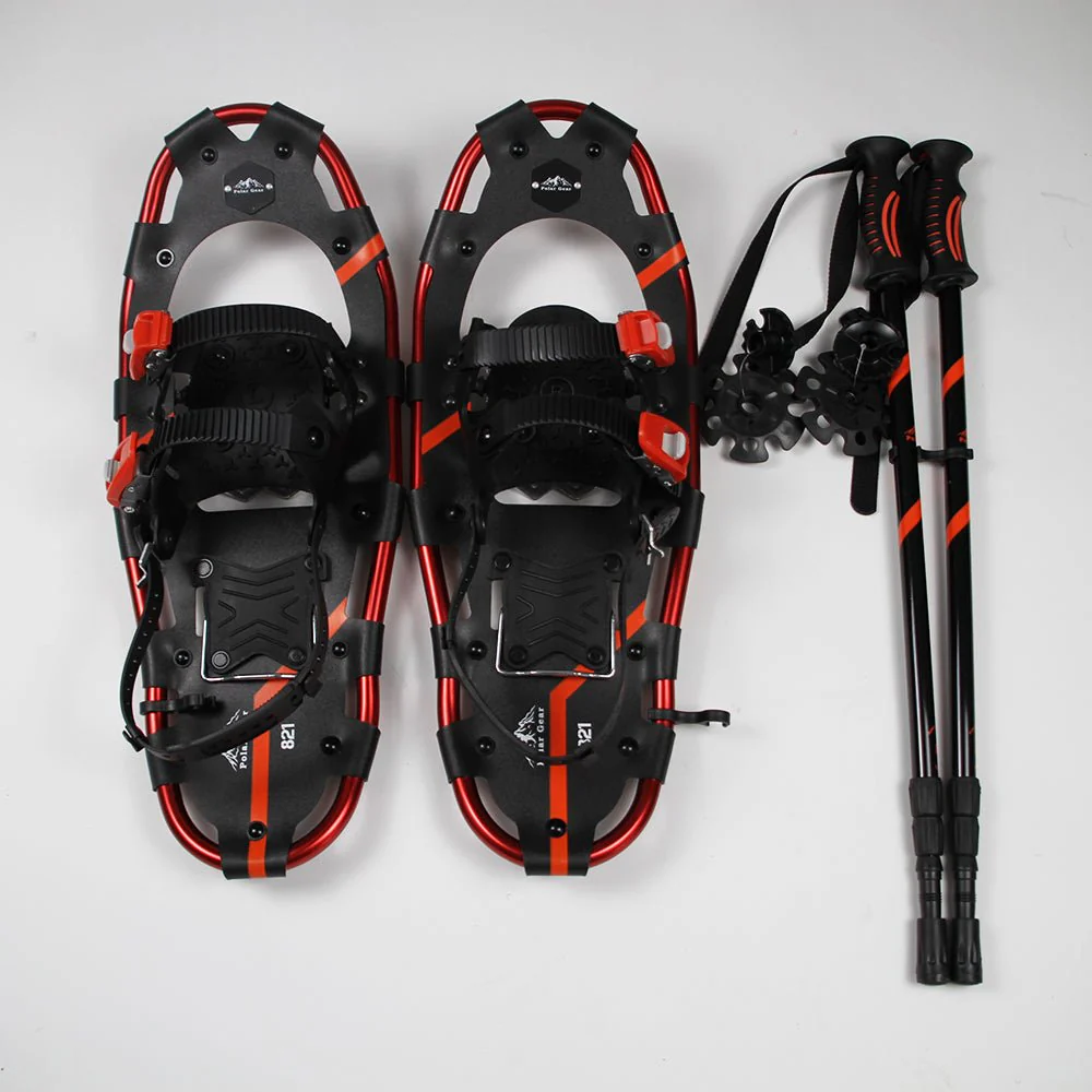 Adult Snowshoes (Red 8 x 21 in) & Trekking Pole In a Bag - Image 11
