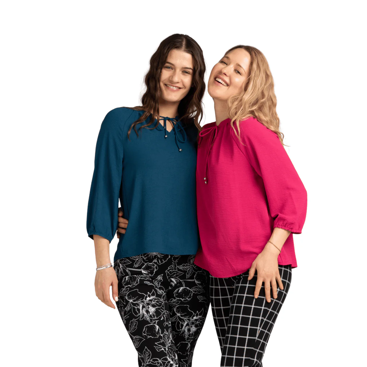 Assorted Long-Sleeve Blouses with Tie Neck – Mixed Styles