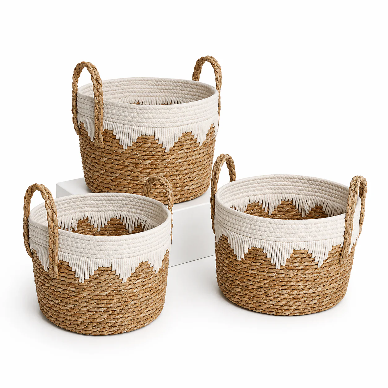 Basket White Design Natural Fiber
