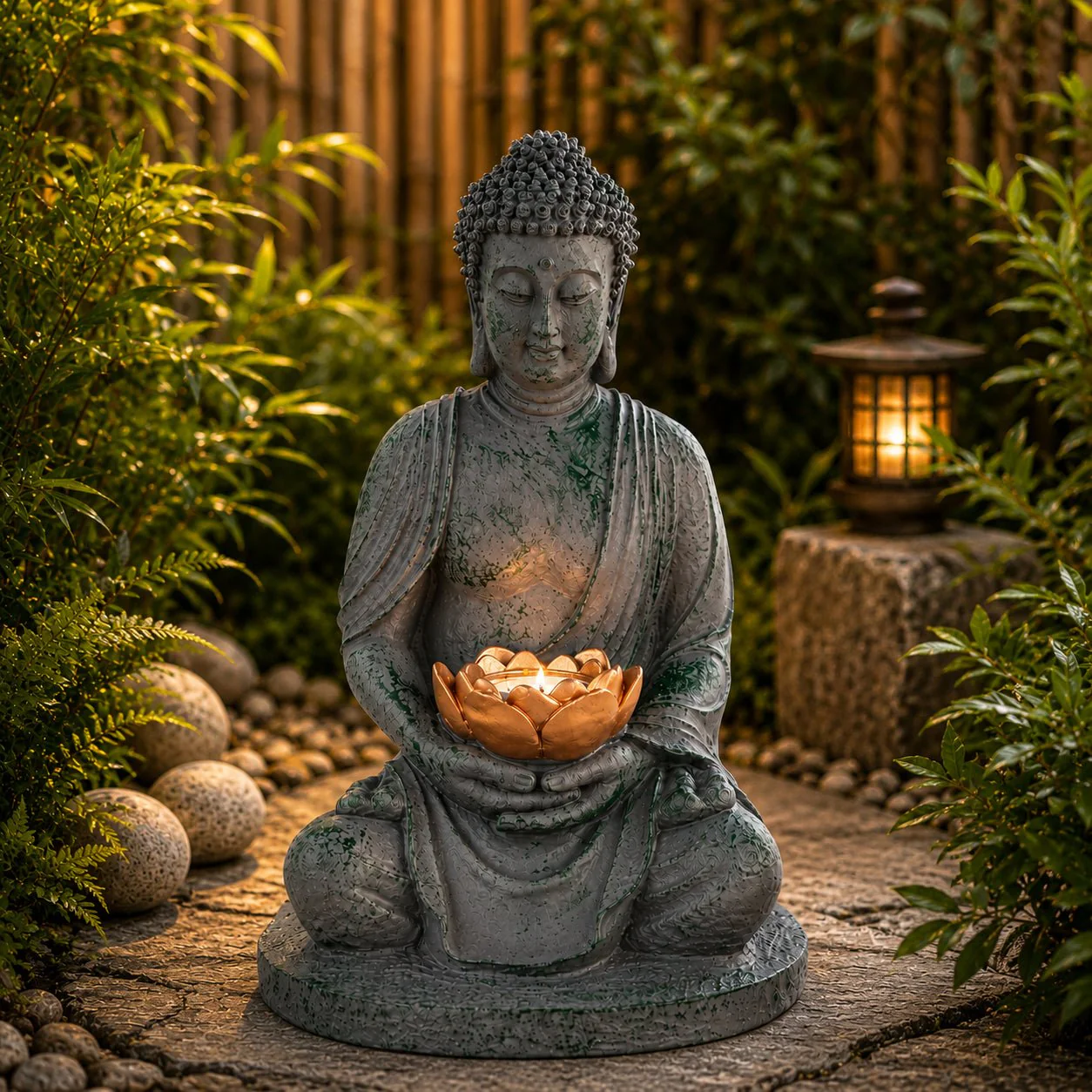 Buddha Garden Statue with Solar Light – 39 cm