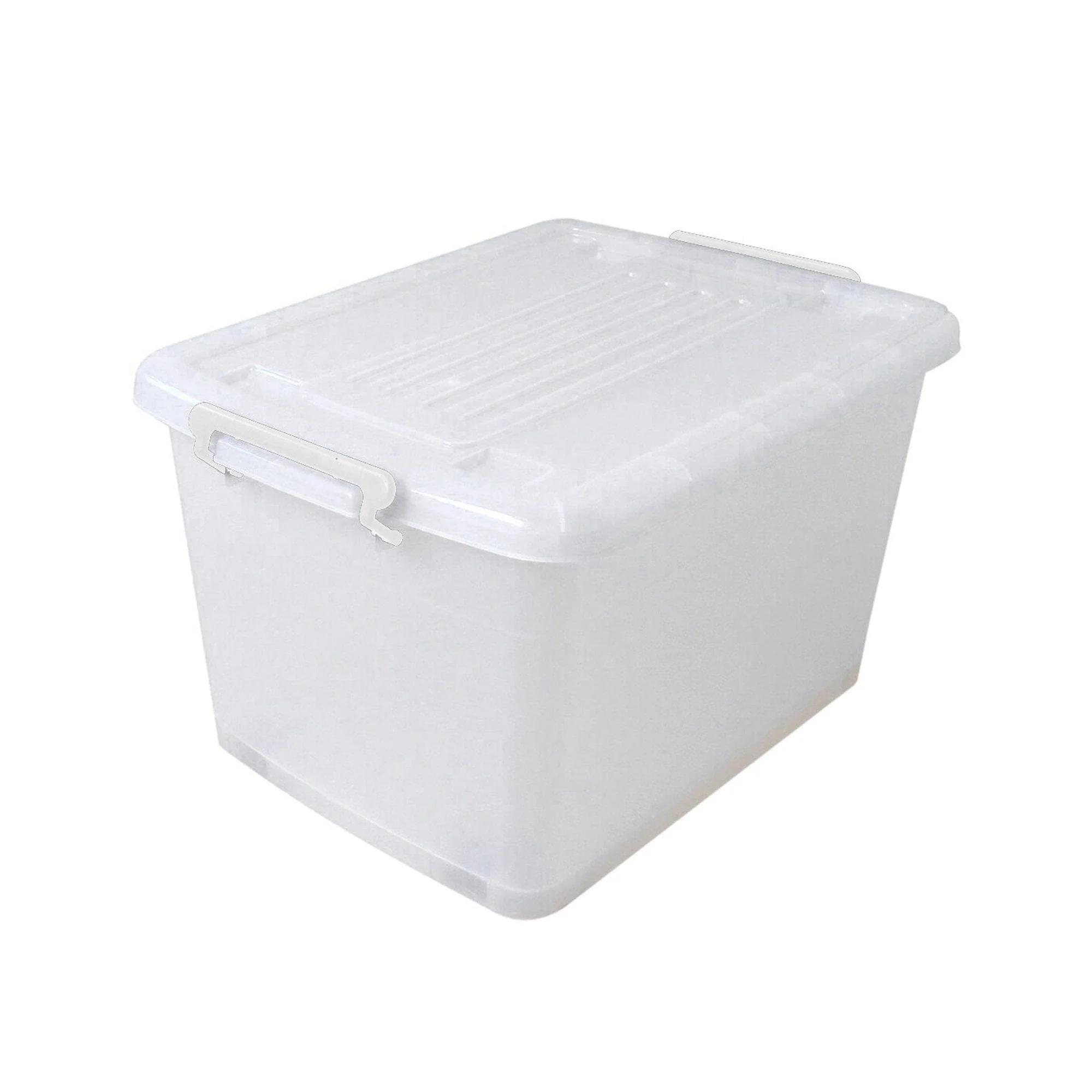 Clear Storage box with Lid and Castors (in-store pickup only)-55 L