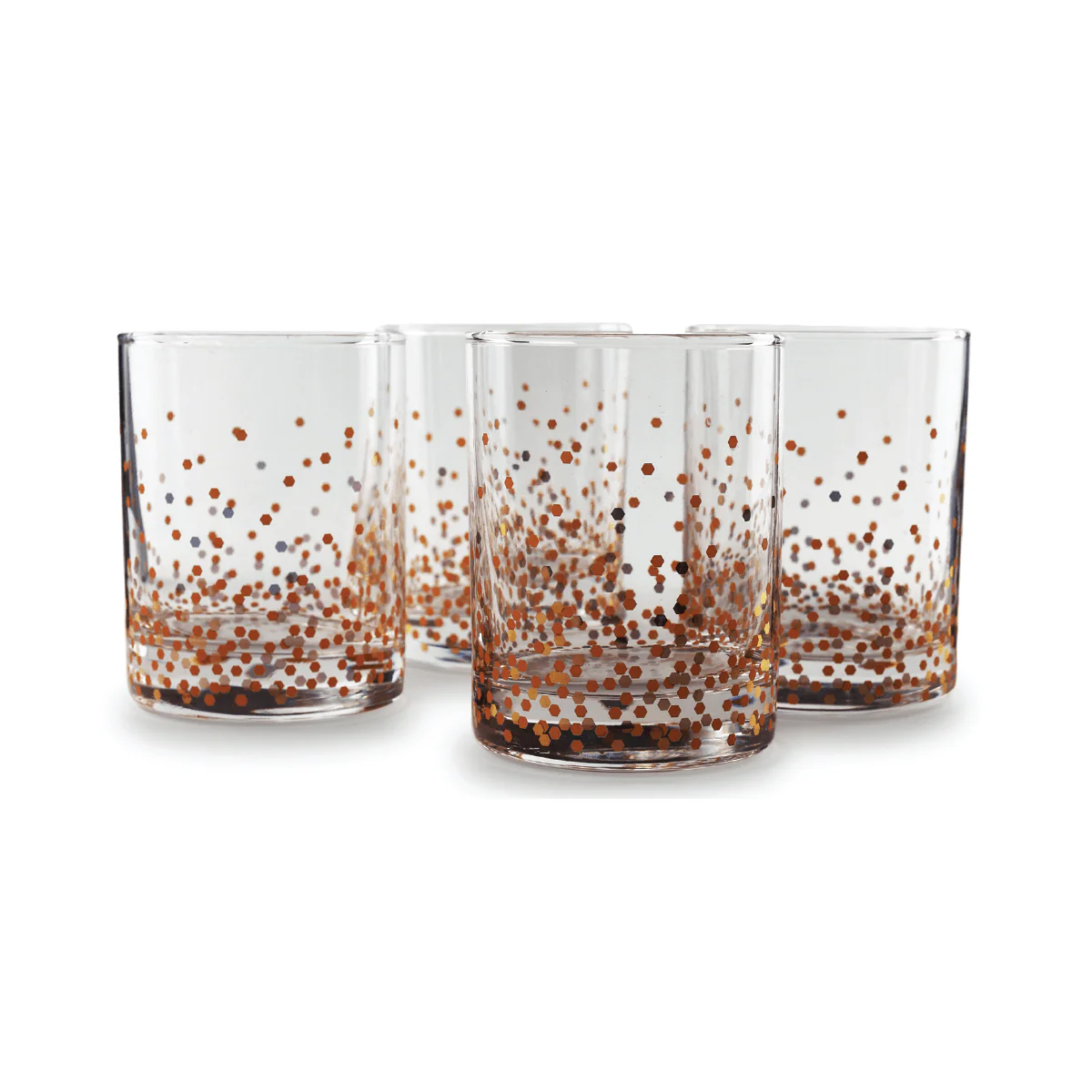 CONFETTI GOLD | Set of 4 Speckled Stemless Glasses | 11.25 oz