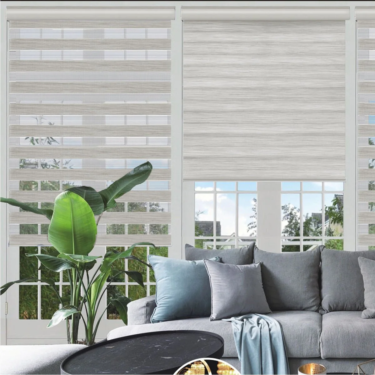 Day & Night - Cordless Wood Look Roller Blinds | Beige - Image 2