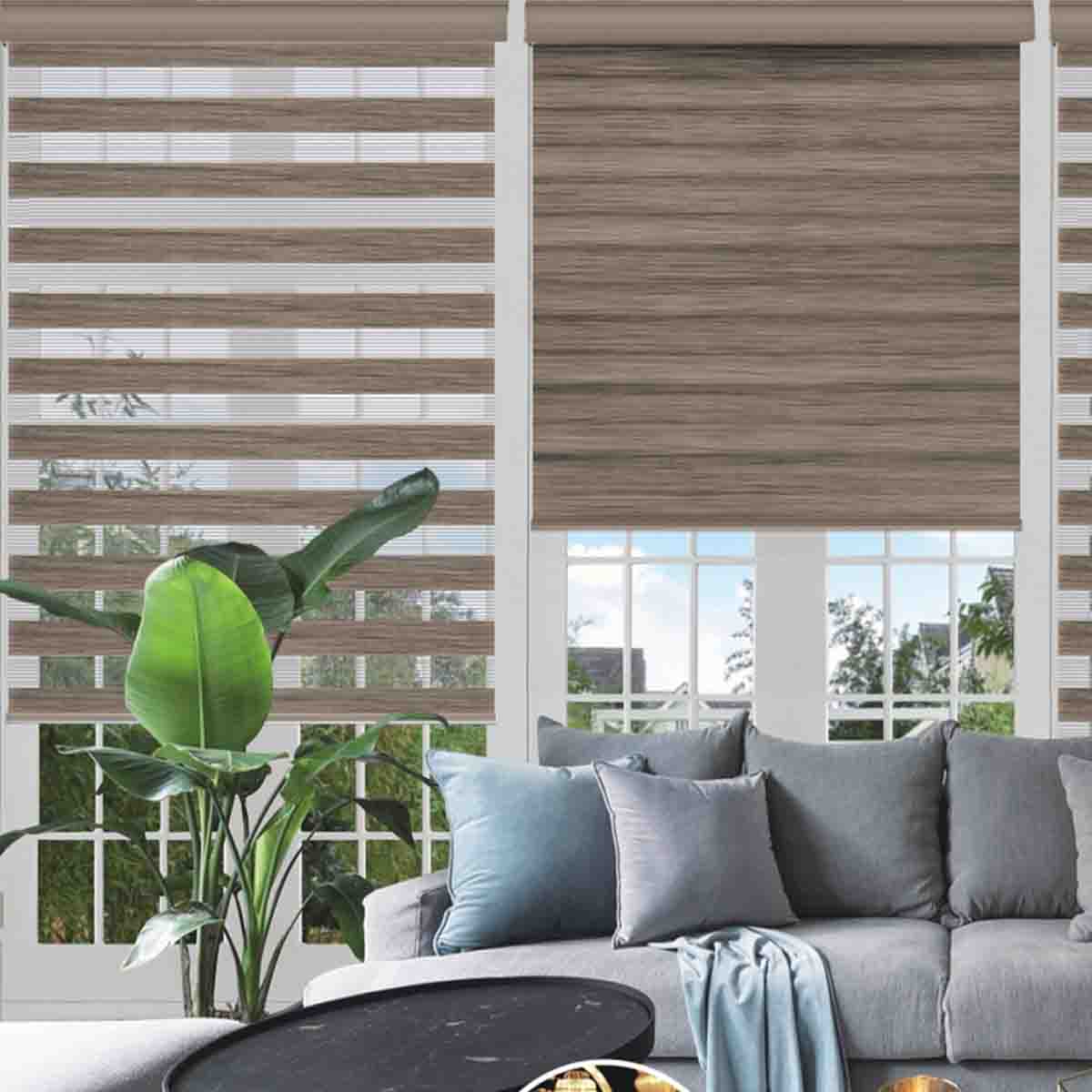 Day & Night - Cordless Wood Look Roller Blinds | Brown - Image 9