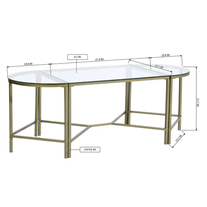 Demaio | 3-Piece Golden Oval Glass Coffee Table - Image 5