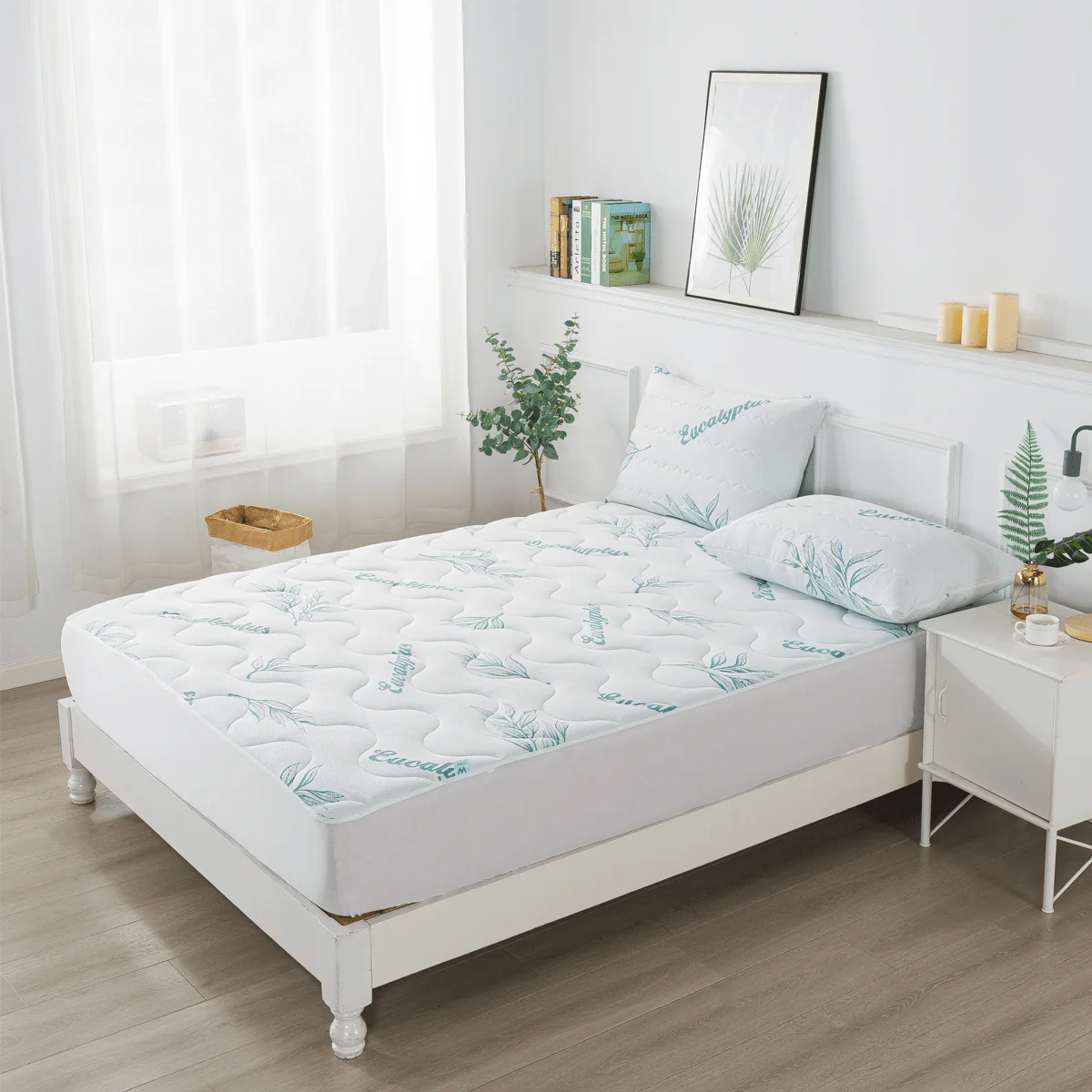 Eucalyptus Quilted Teal Mattress pad - Image 7