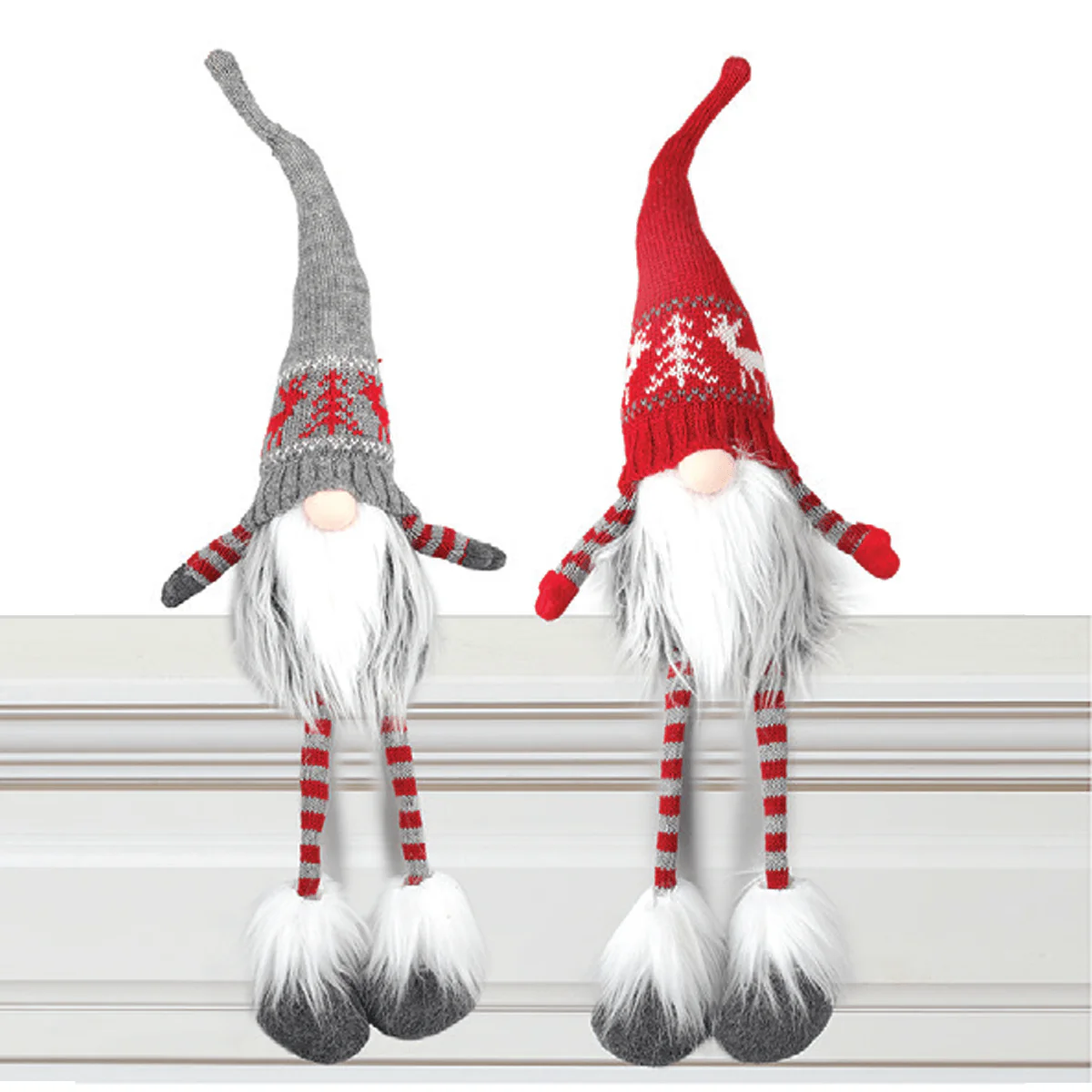 Fabric Sitting Gnome Santa With Dangling Legs