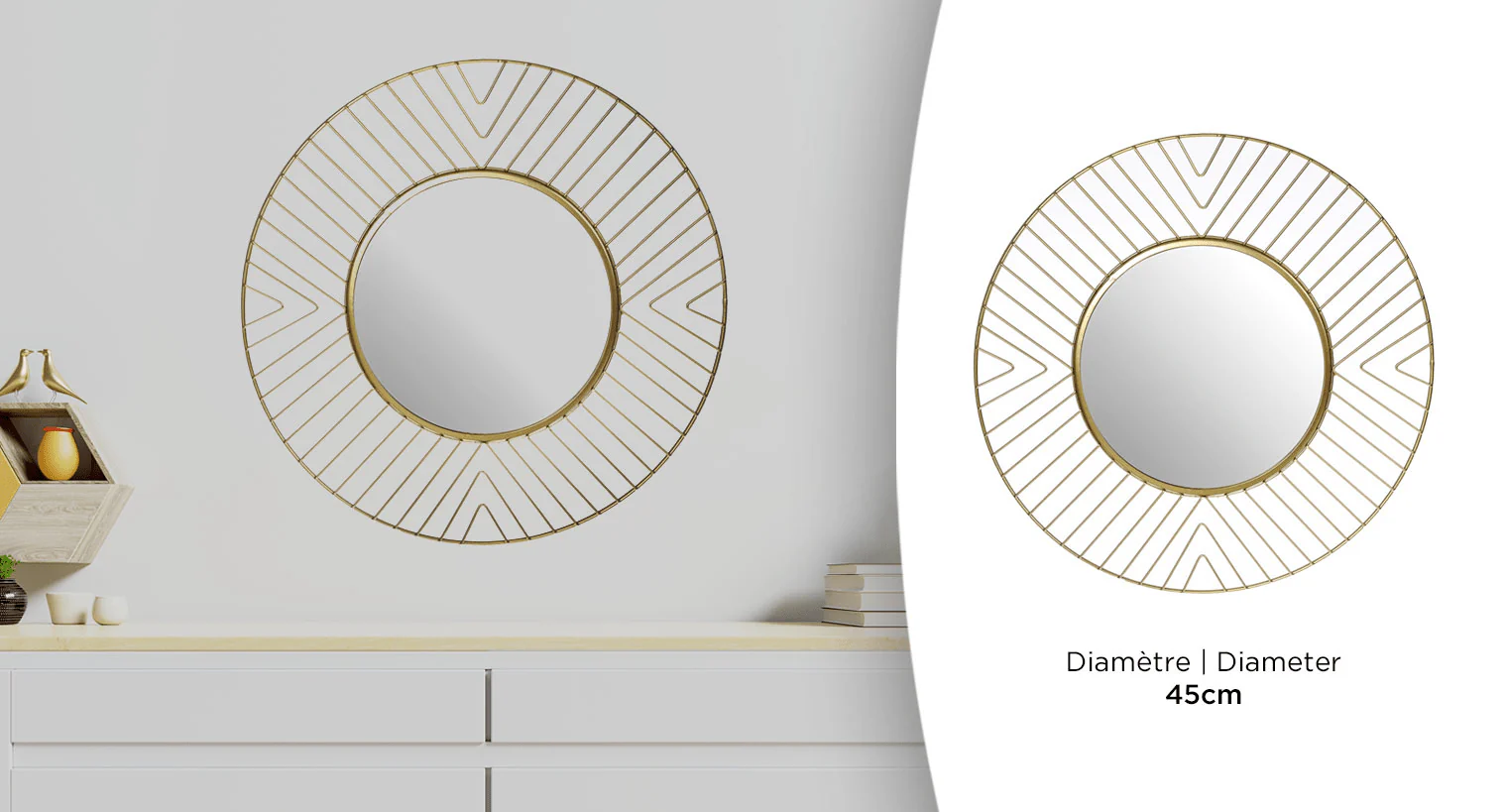 Gold Geo Mirror | 45 cm Diameter - Image 2