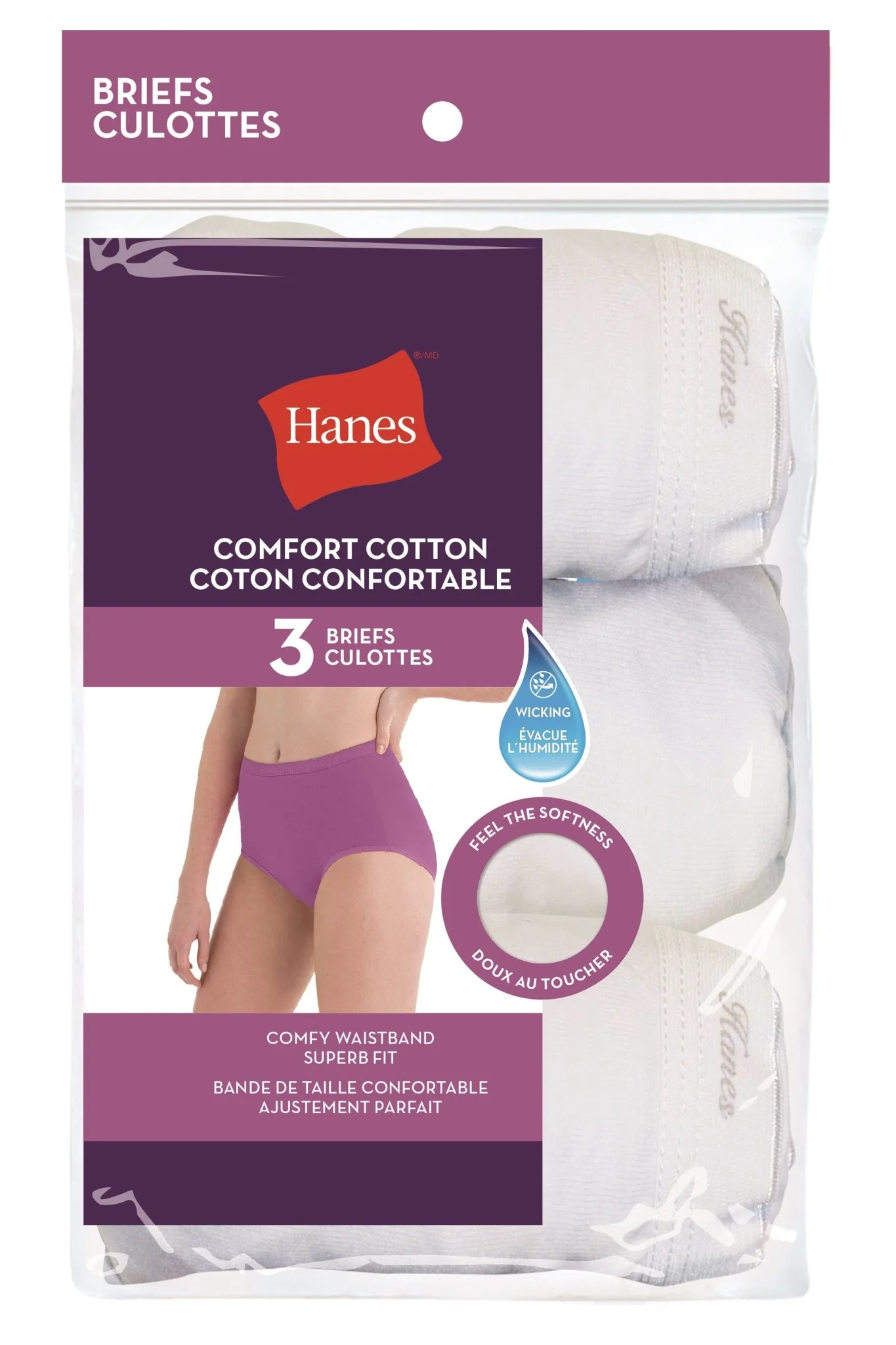 Hanes White Cotton Briefs 3-Pack-H1400T - Image 3