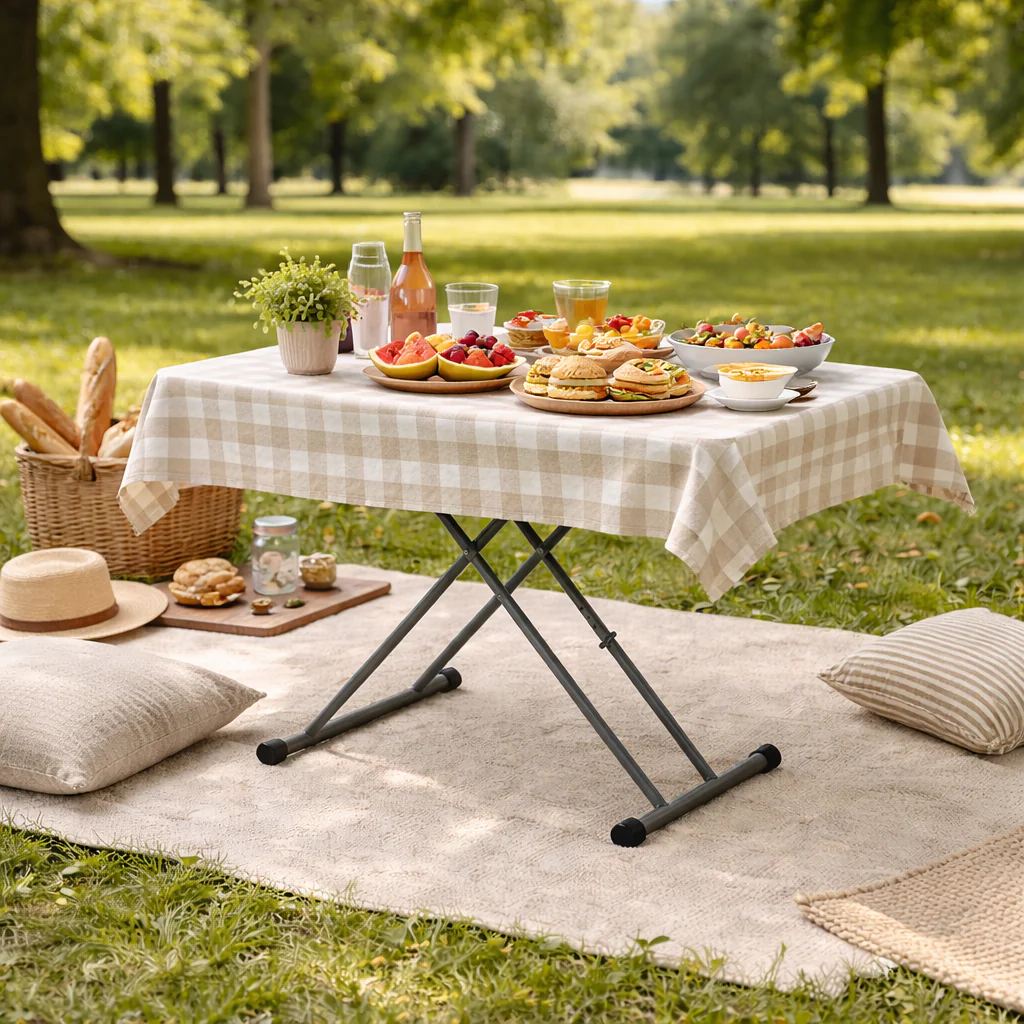Height Adjustable Folding Table – Portable Compact Utility Table - Image 2