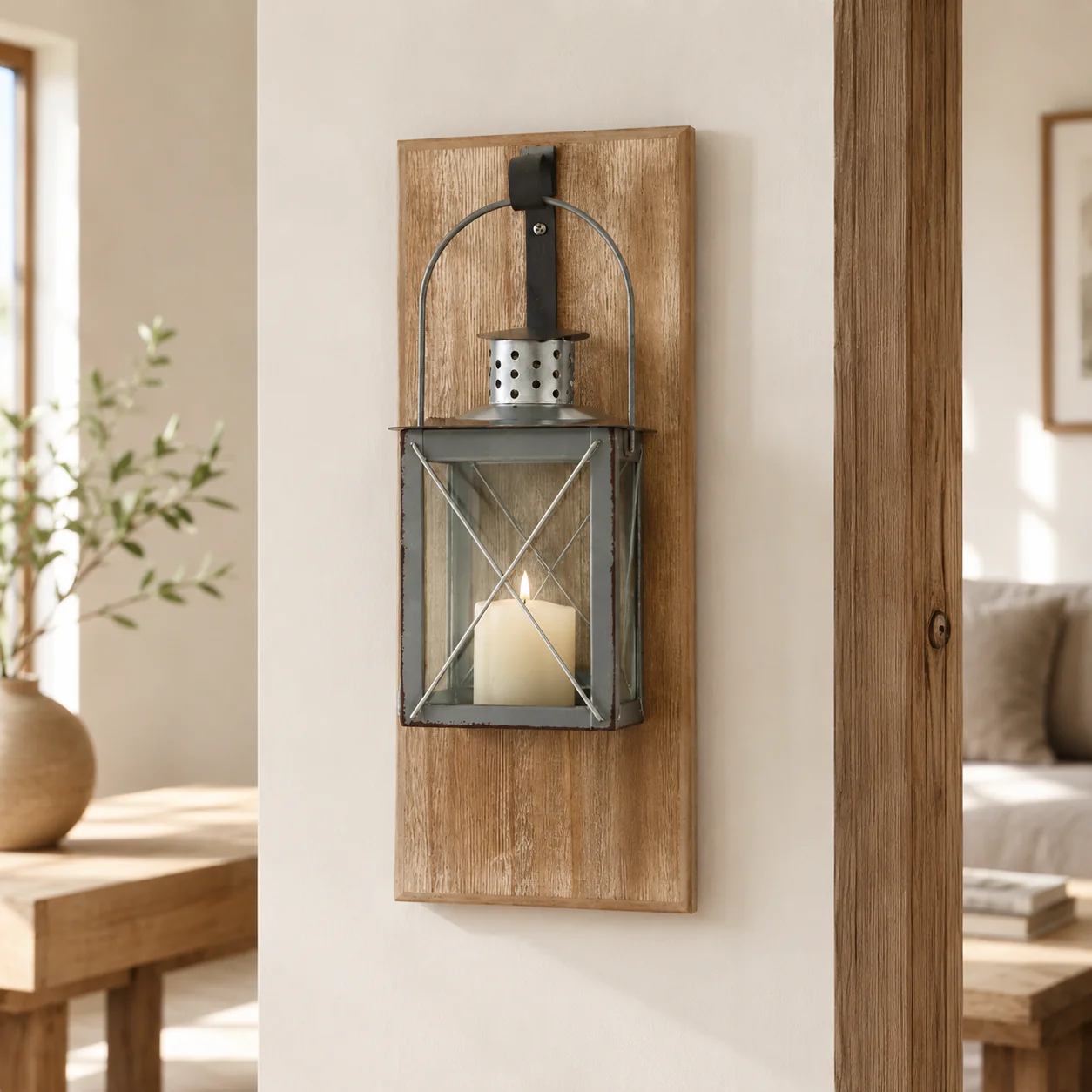 Lantern Wall Silver 36x15x18