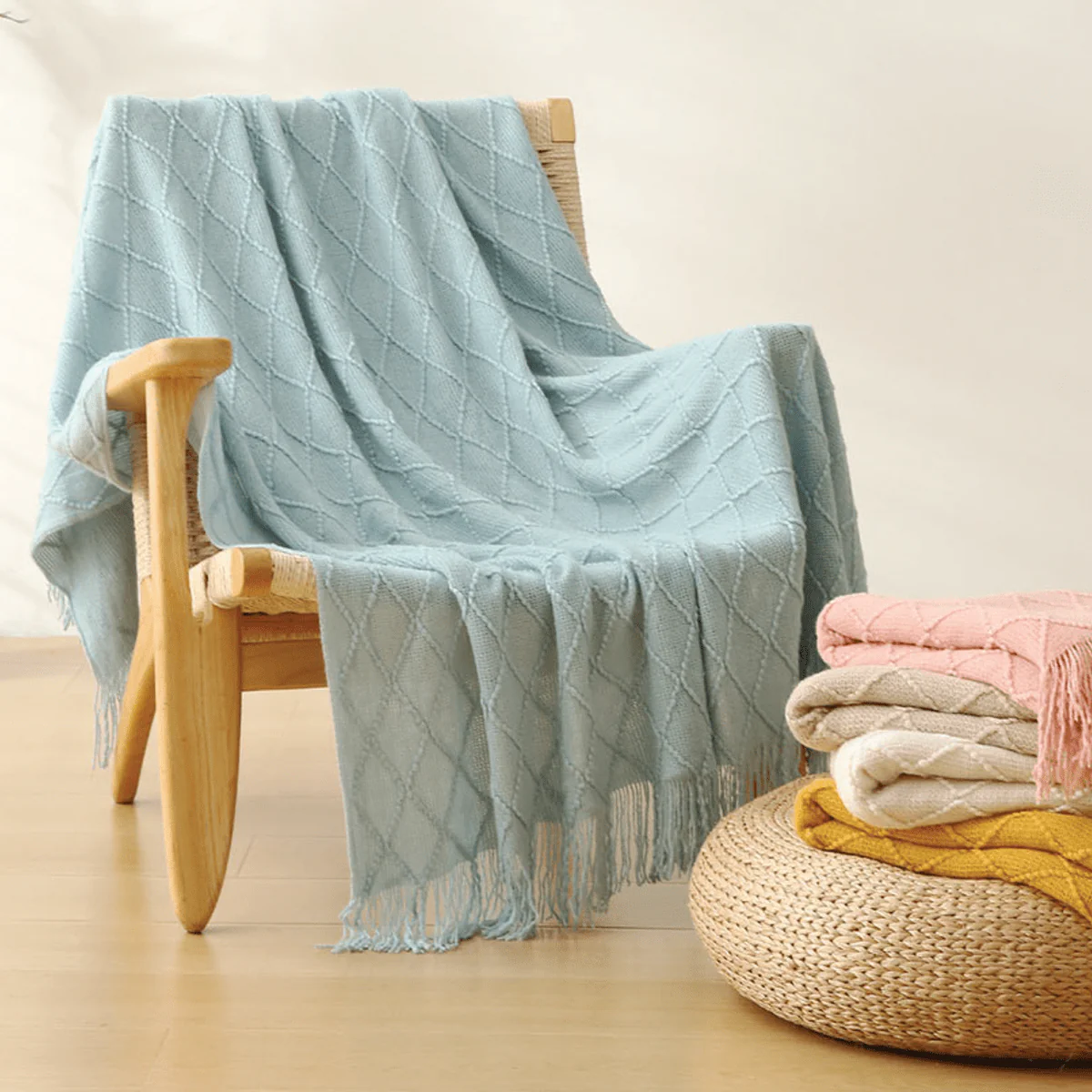 Lauren Taylor DINA Jacquard Acrylic Throw with Fringe
