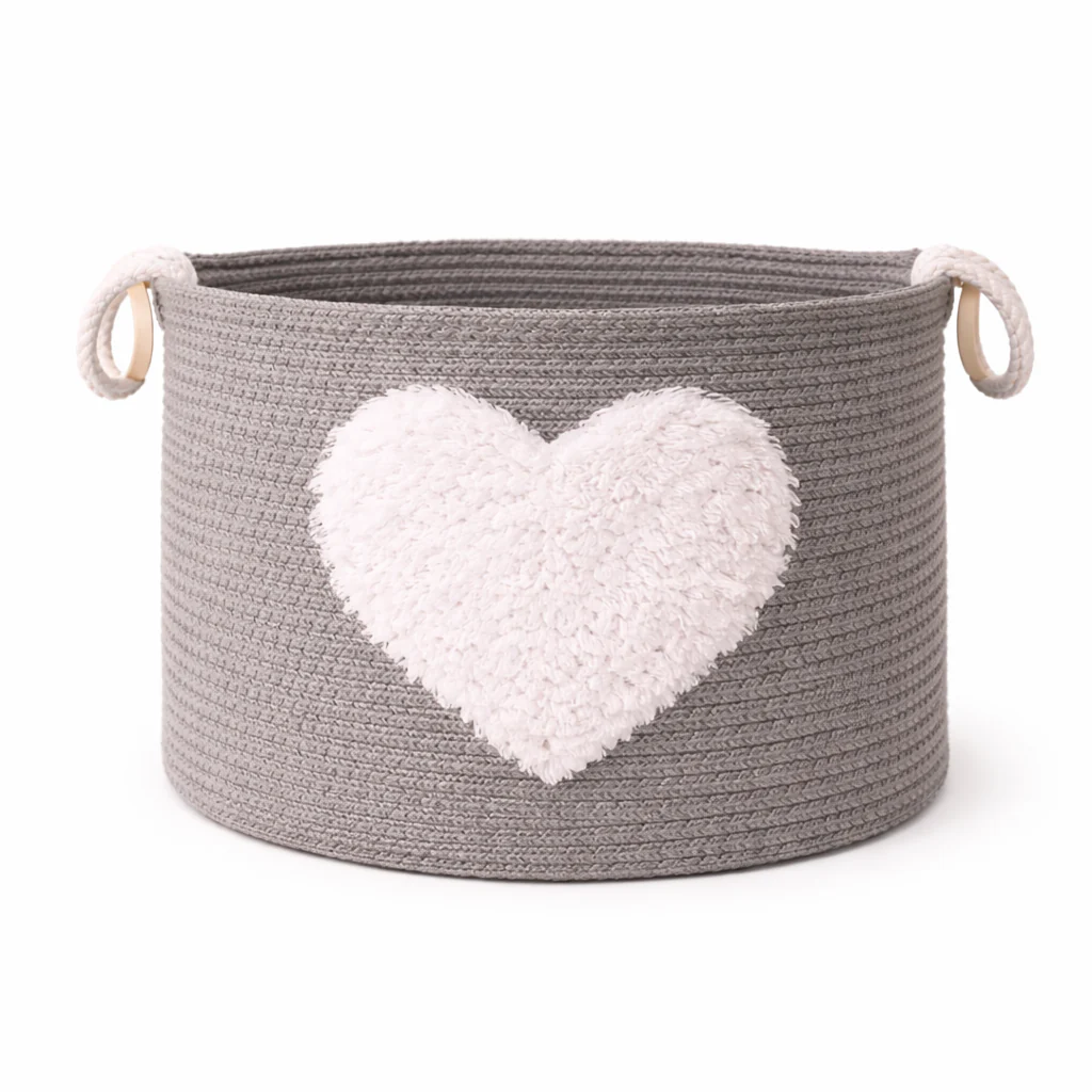 Lauren Taylor- Rectagular Rope Basket with White Boucle 30cm L x 20cm L x 22cm H