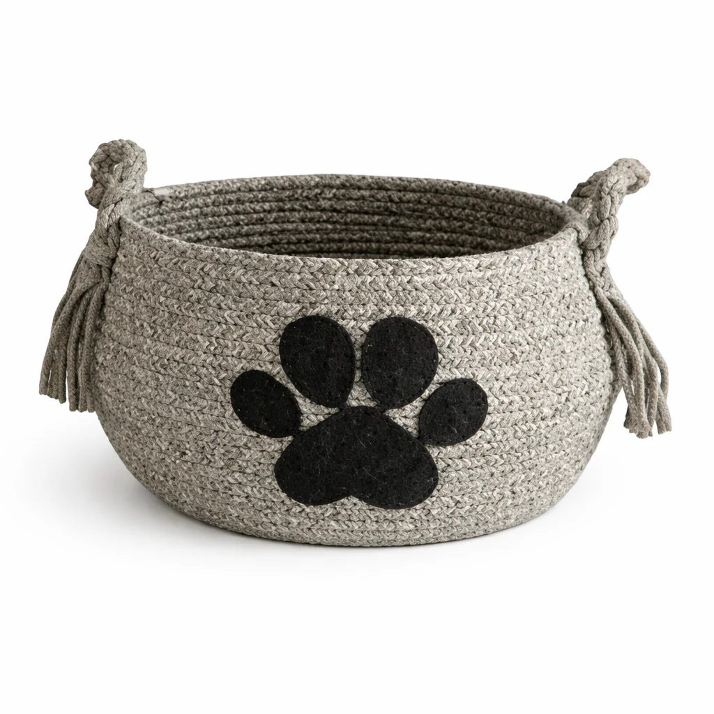 Lauren Taylor- Round Rope Basket with Pet Applique 27cm D x 21cm H