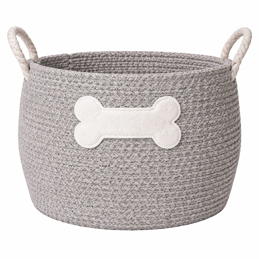 Lauren Taylor- Round Rope Basket with Pet Applique 30cm D x 28cm H