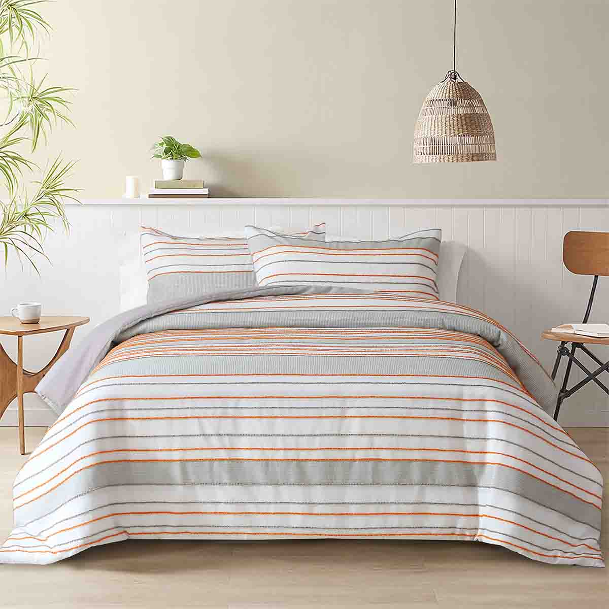 Lauren Taylor -TROY Striped Jacquard 3 PCS Duvet Cover Set