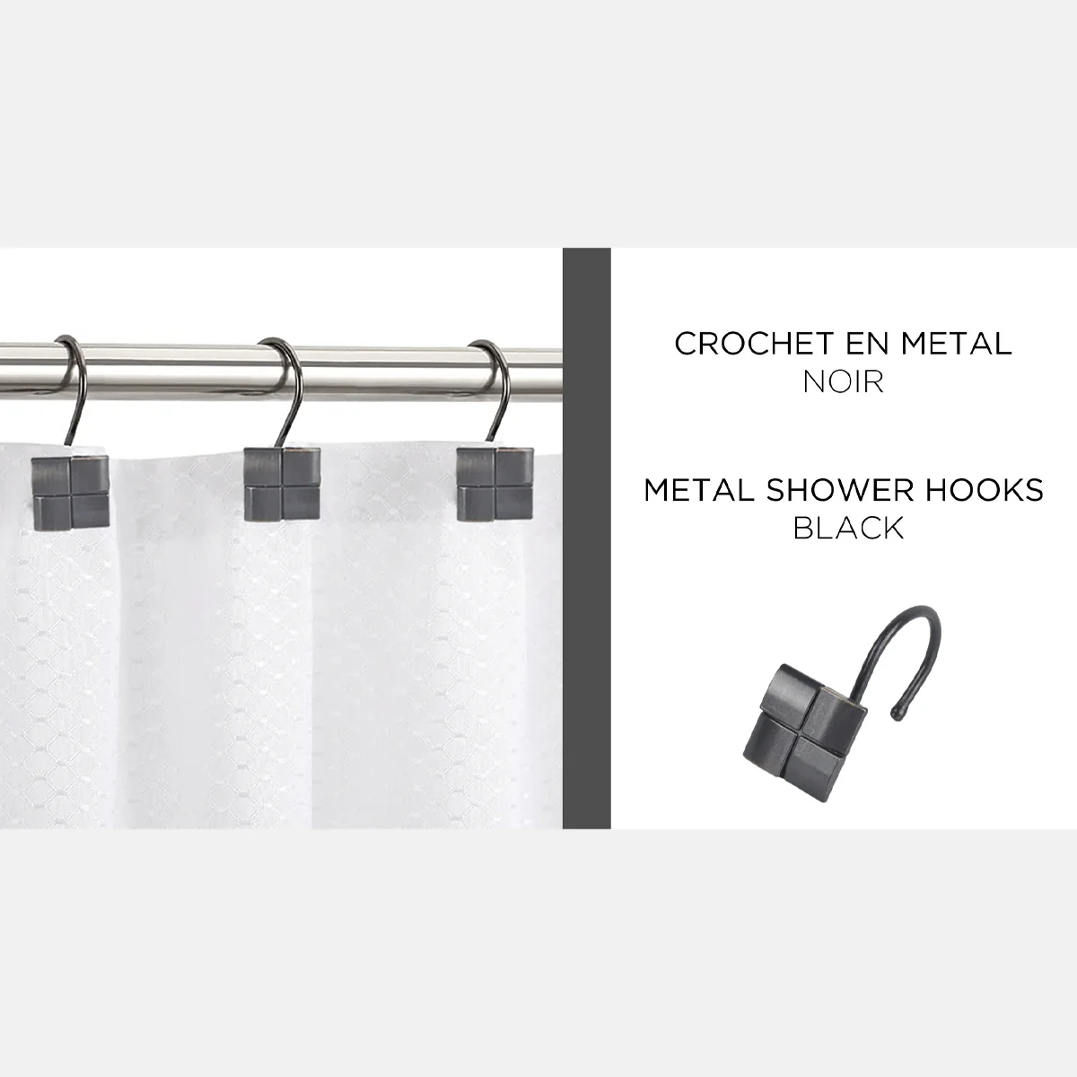 Le Spa - 12 Piece Metal Shower Hooks | Square - Image 5