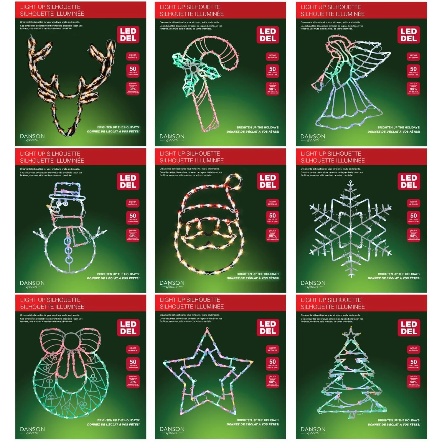 LED Christmas Silhouette Lights – Assorted Designs (50 Count)