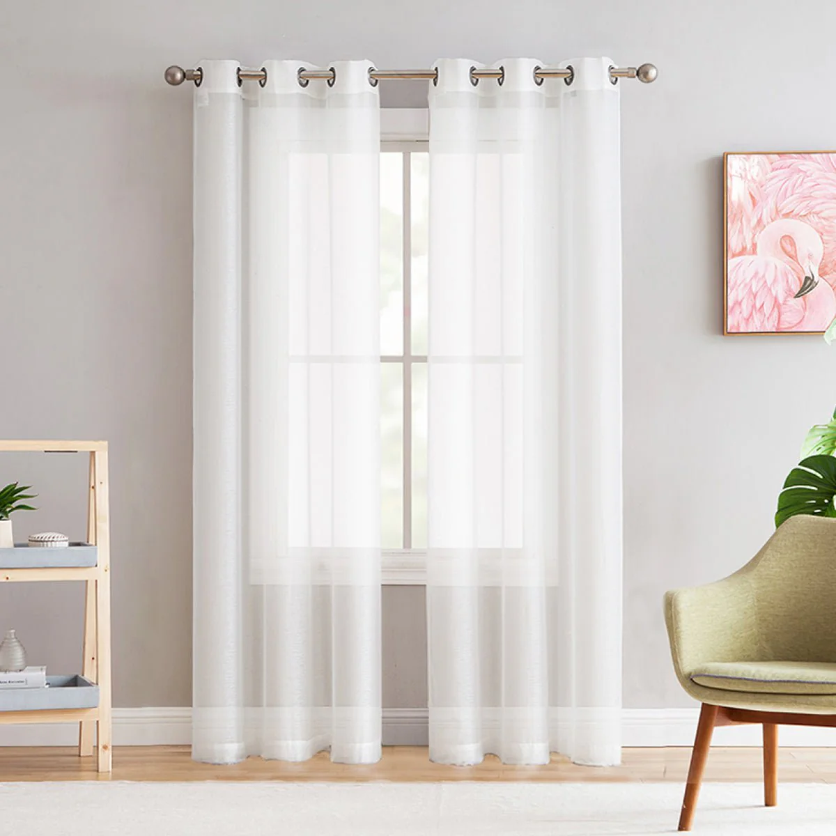 LILY | Set of 2 Sheer White Curtain Panels | 38 x 84"