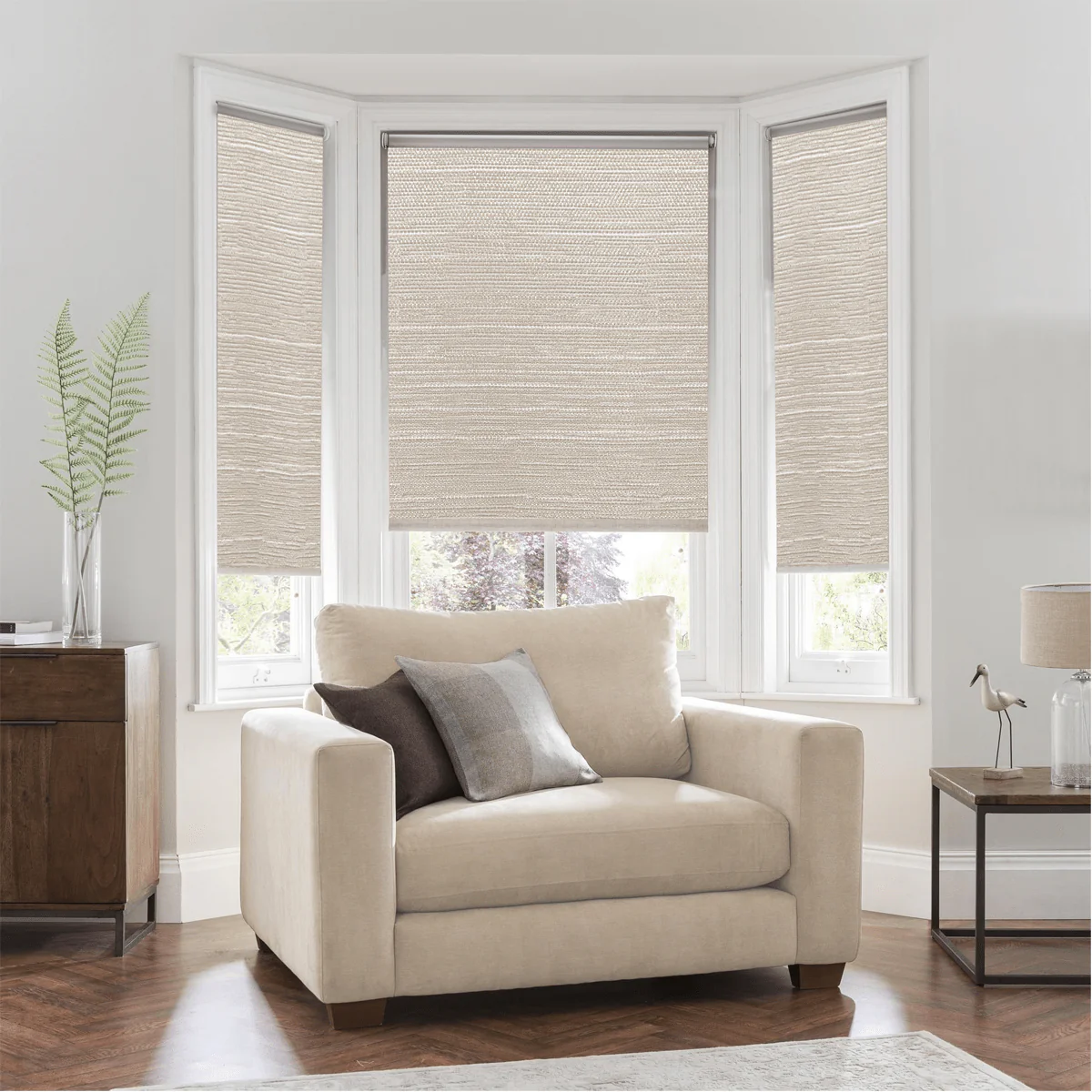 Linen Look Blackout Roller Shades | Beige - Image 3