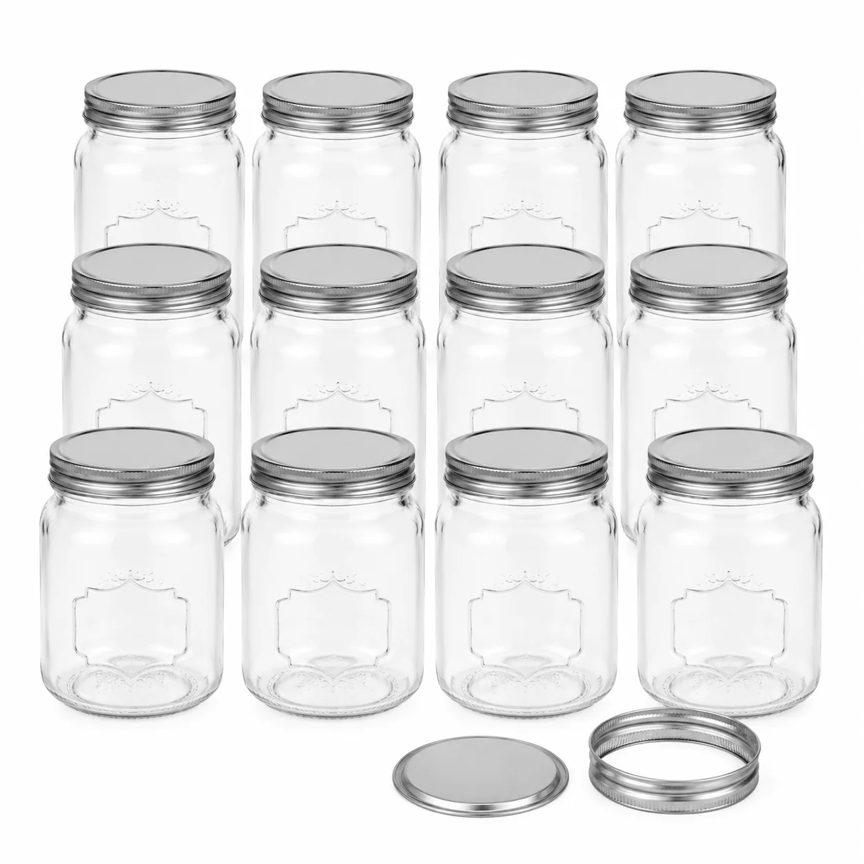 Mason Jar Set with 2-Piece Lids – 750 ml – Set of 12 - Image 2