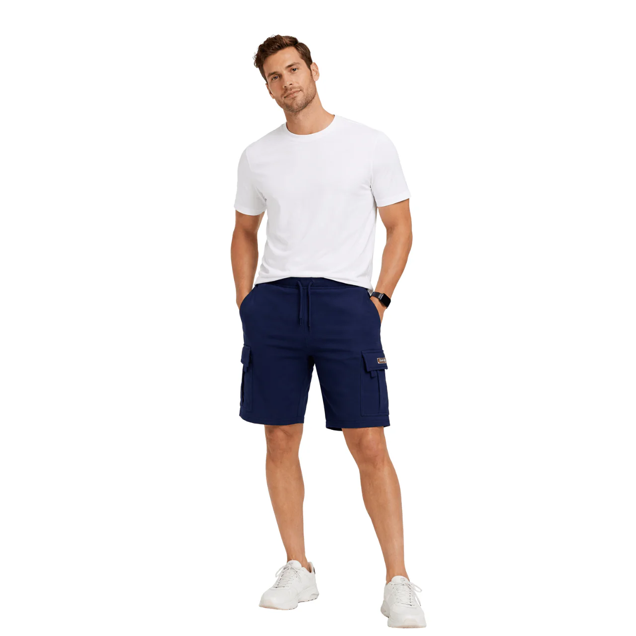Men’s Knit Cargo Shorts with Drawstring Waist