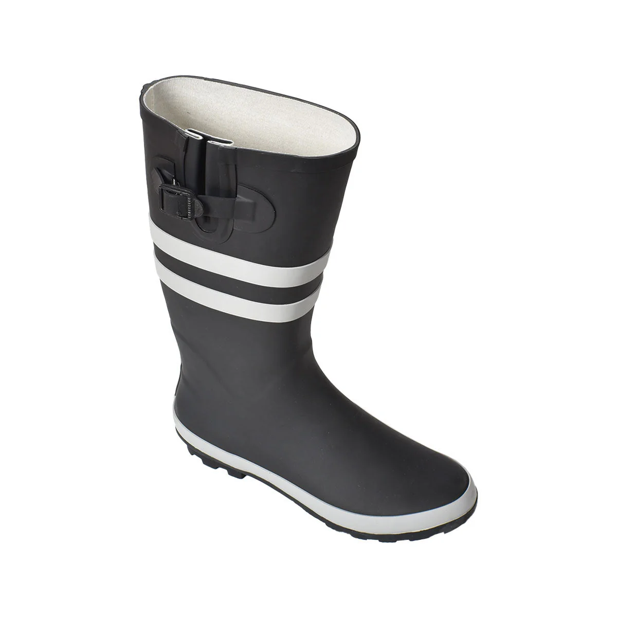 Men's Black Rubber Boot With Reflection