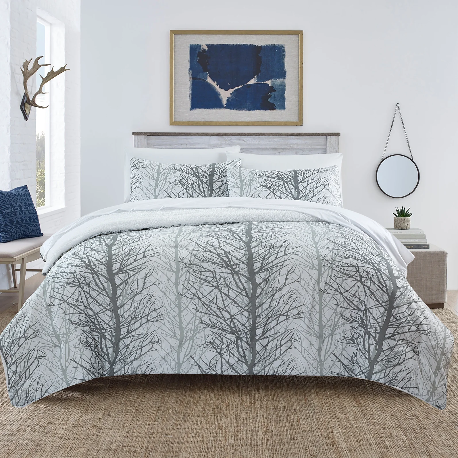 Mikael Comforter Grey Tree Print - Image 4