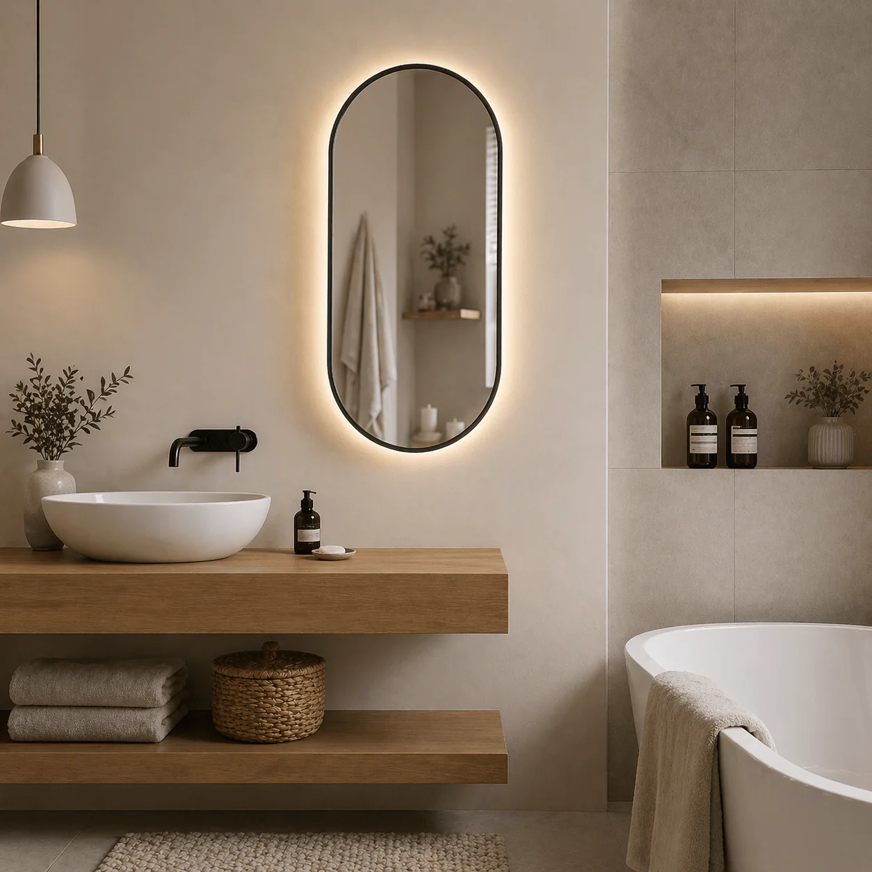 Oval Mirror with light | 50 CM - Image 2