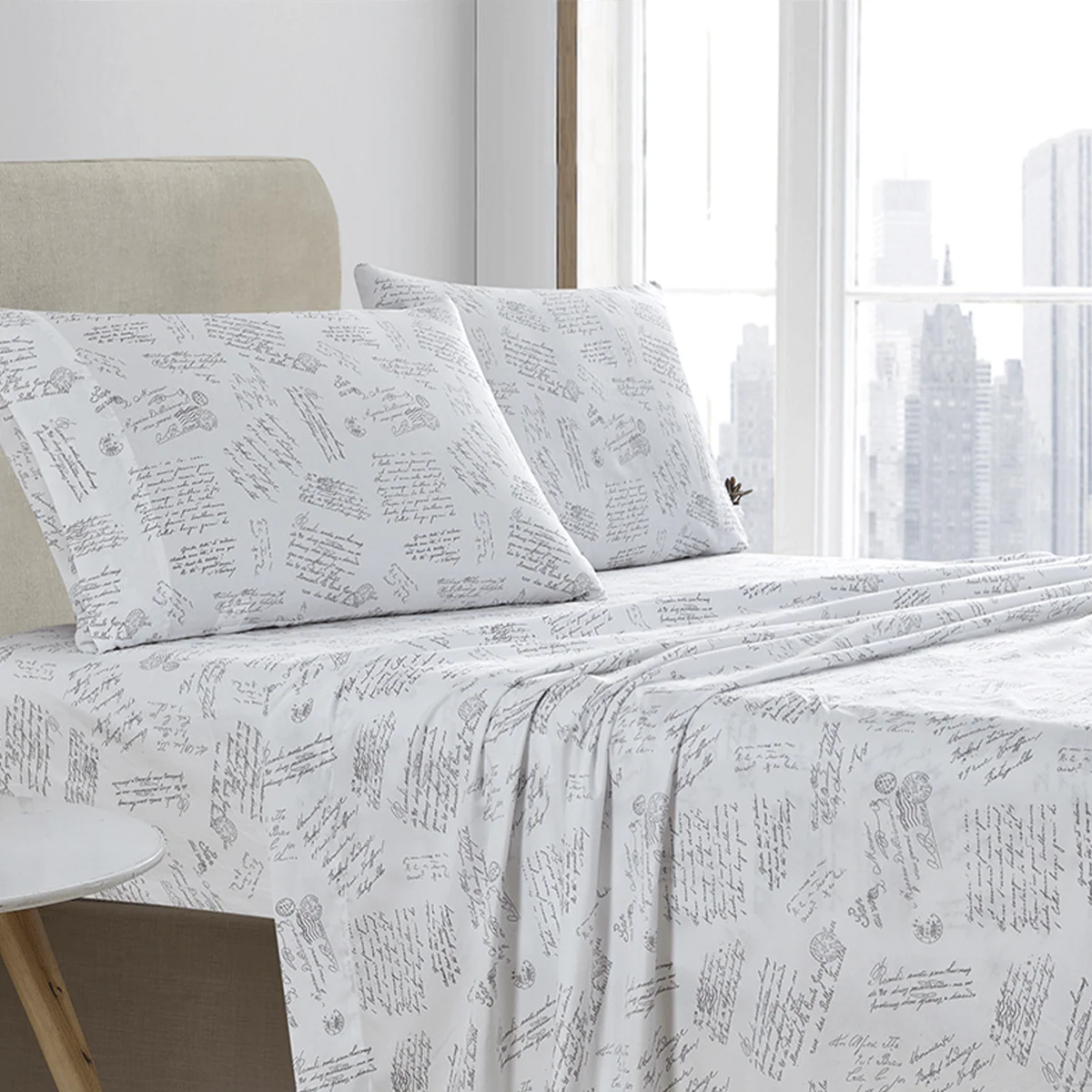 PARIS MAP Microfiber Sheet Set- White - Image 2