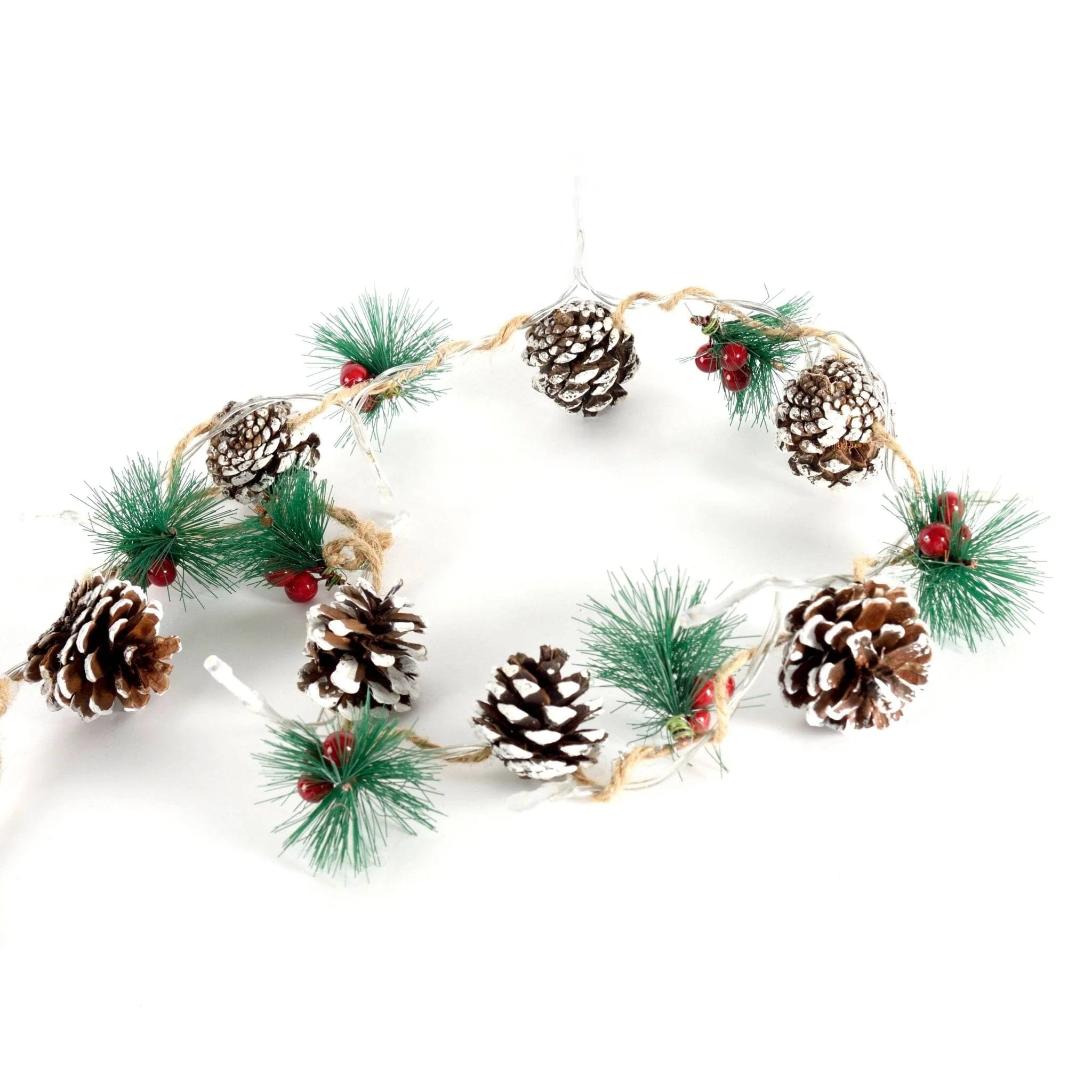 Pine Cone with Red Berry Garland Led Lights - Image 3