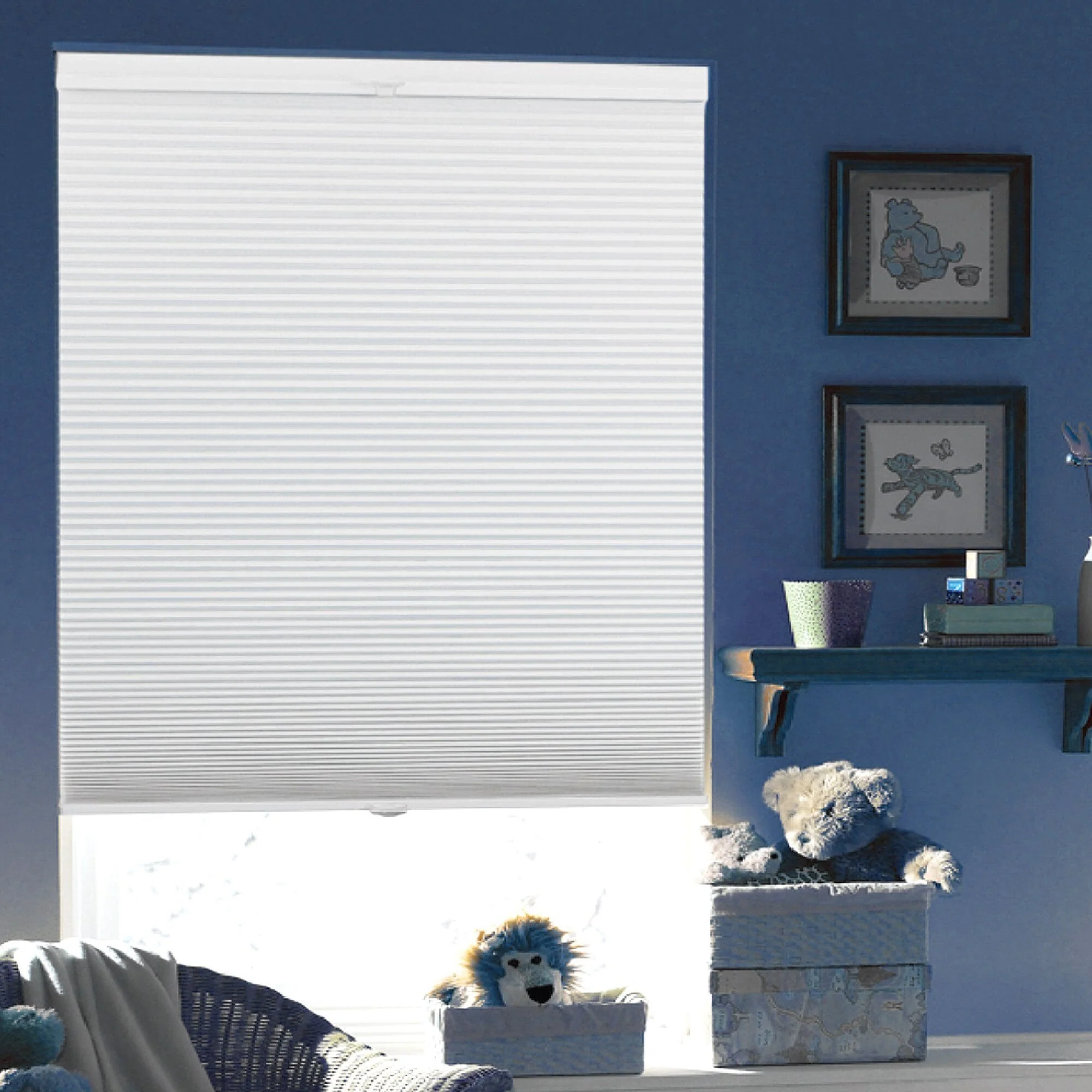 Pleated Cellular Blackout Cordless Blind - White-25x64
