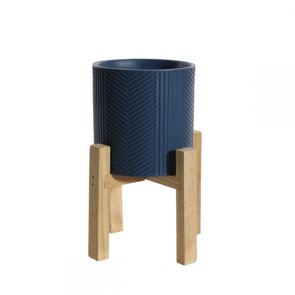 Porcelain Pot with Wood Base - Image 5