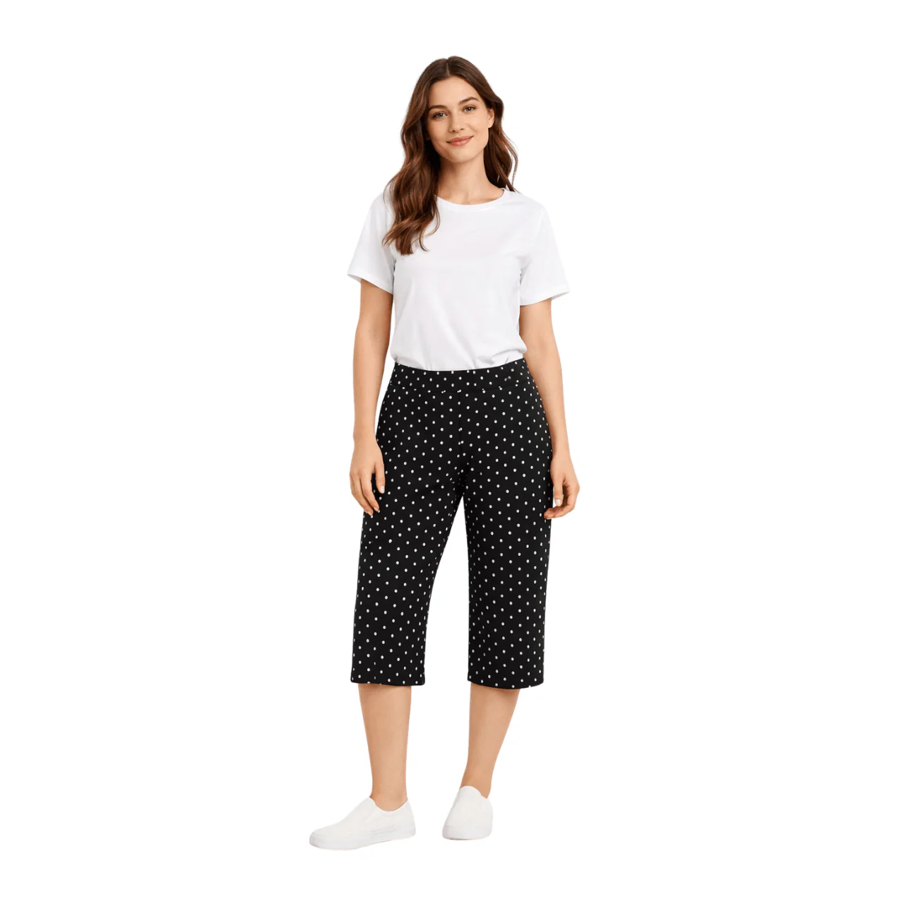 Printed Cropped Pull-On Pants