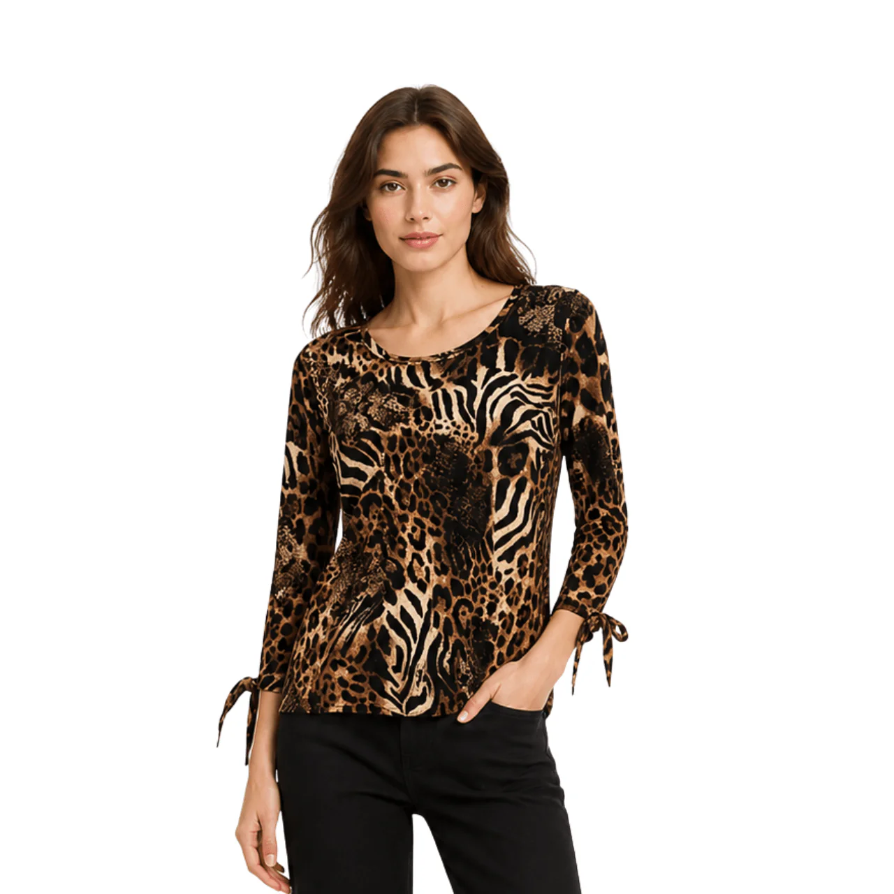 Printed Tie-Sleeve Knit Top - Image 3