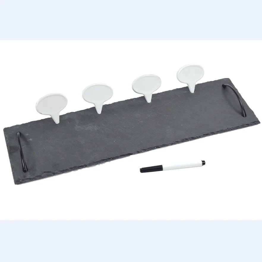 Slate Rect Cheese Set 6pcs With Labels