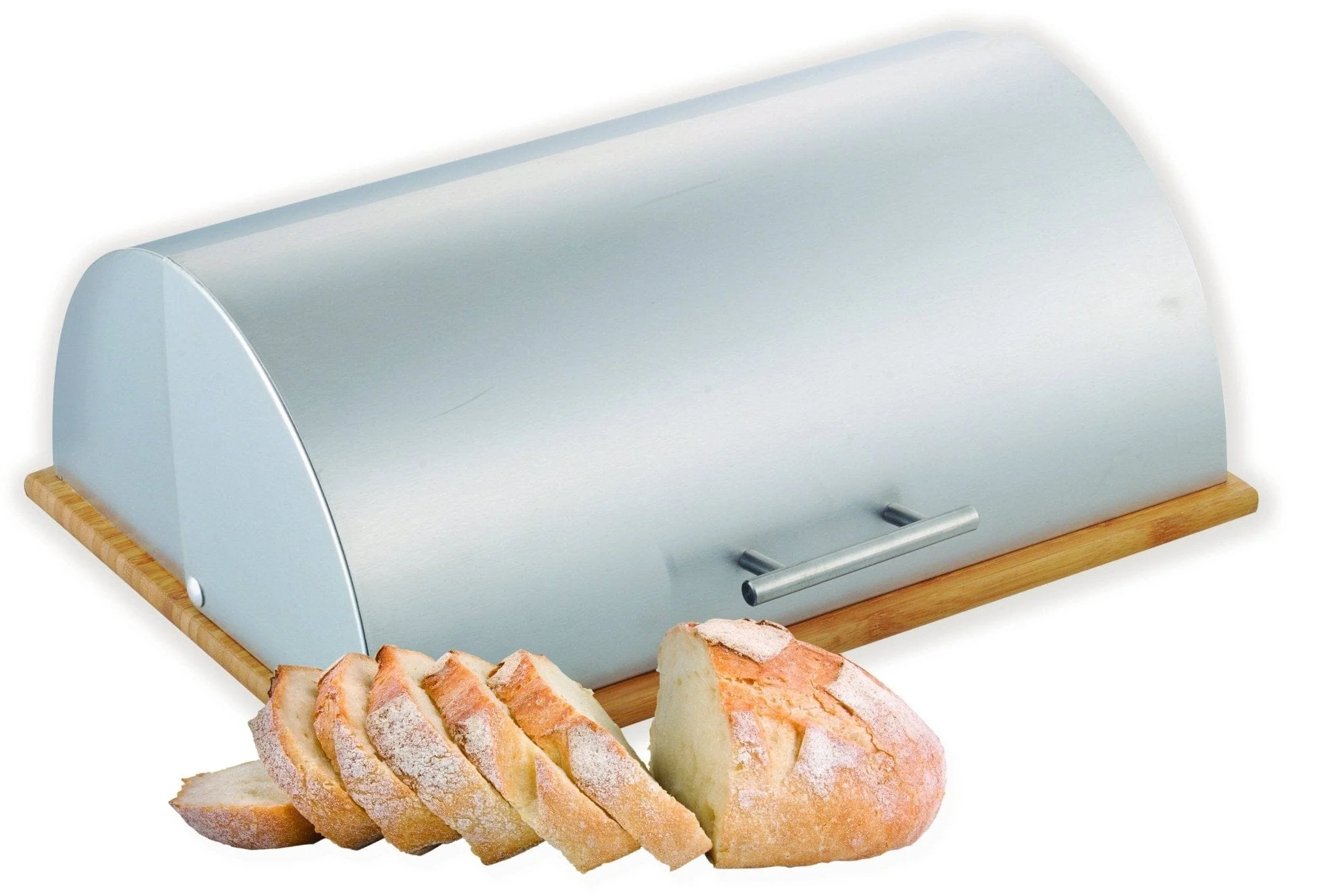 Stainless Steel Bread Box with Bamboo Base