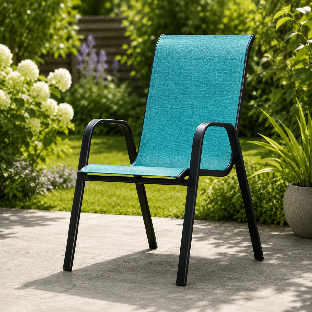 Steel Textilene Stacking Patio Chair – Outdoor Dining Chair