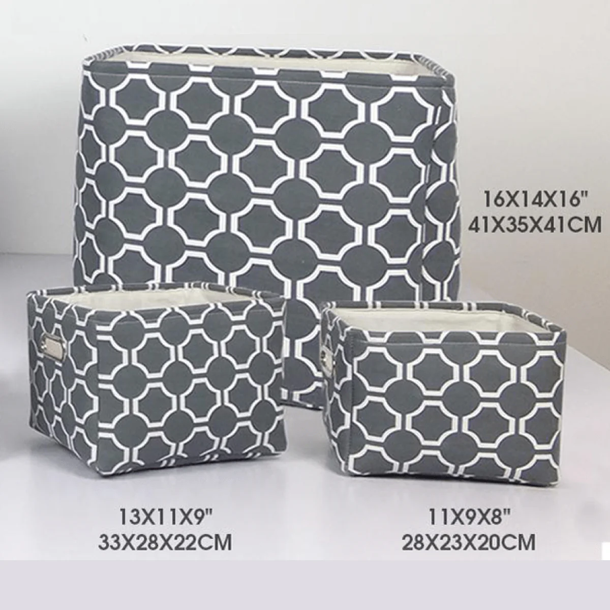 Storage Basket Red Geometric Fabric - Image 2