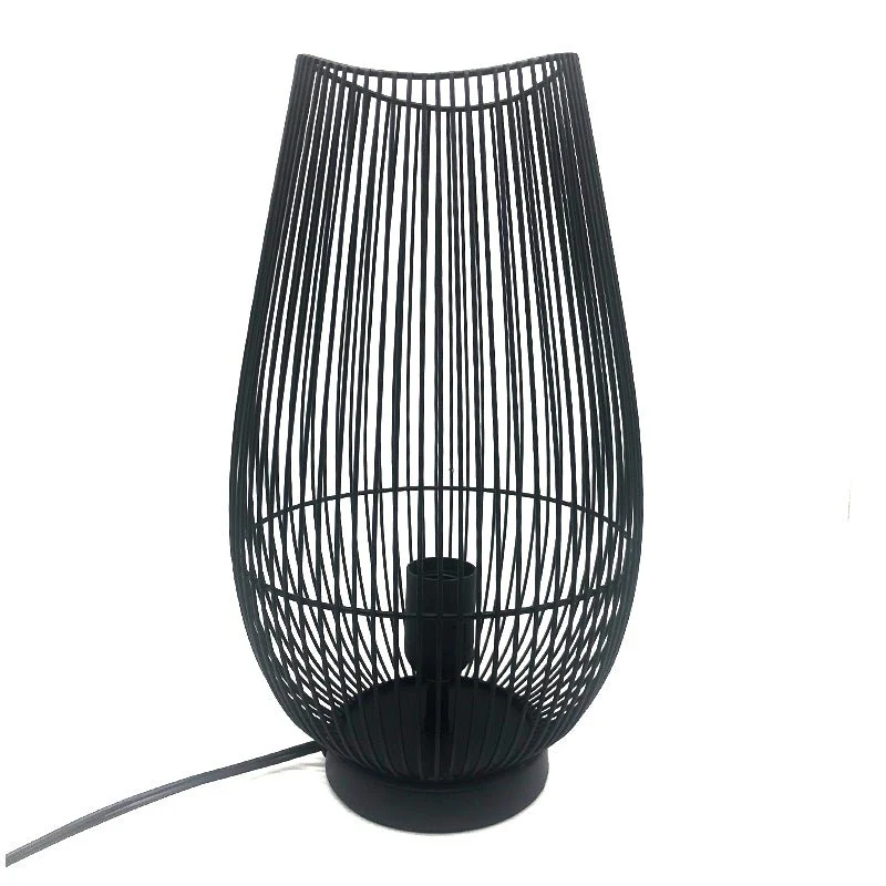 Tall Black Metal Wire Lamp